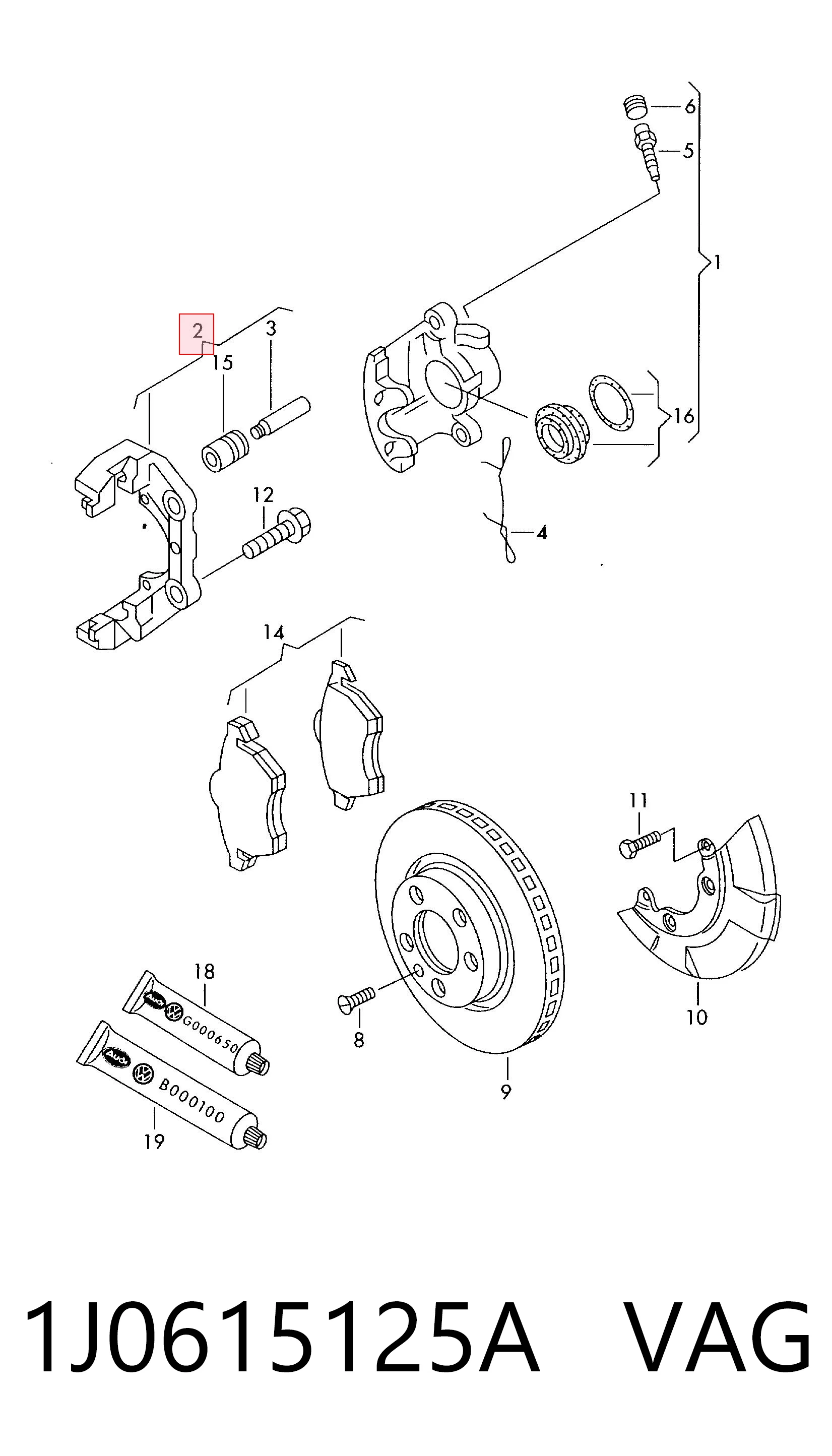 1J0615125A VAG Soporte, pinza de freno delantera