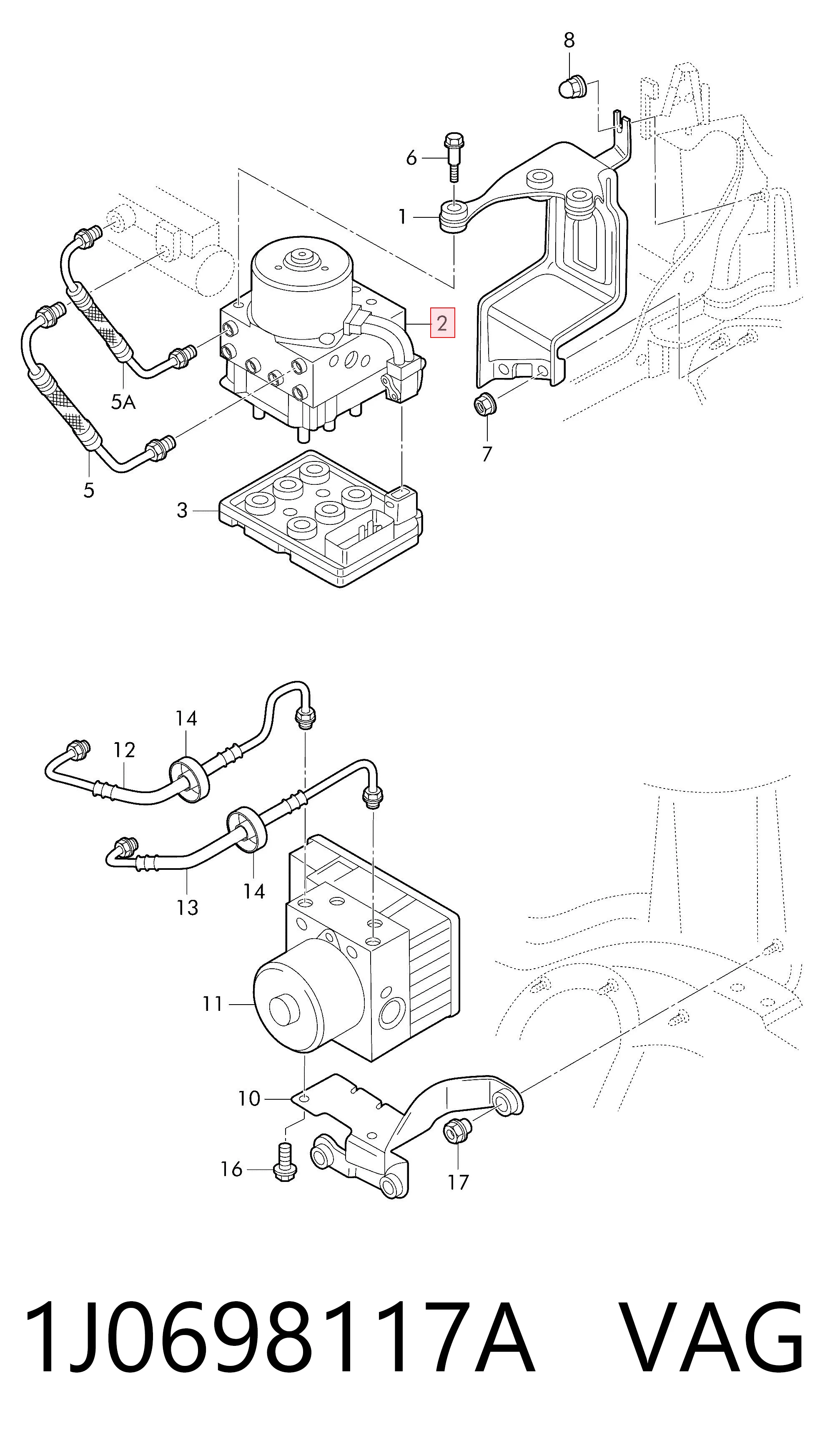 1J0698117A VAG Unidad de control ABS hidráulico