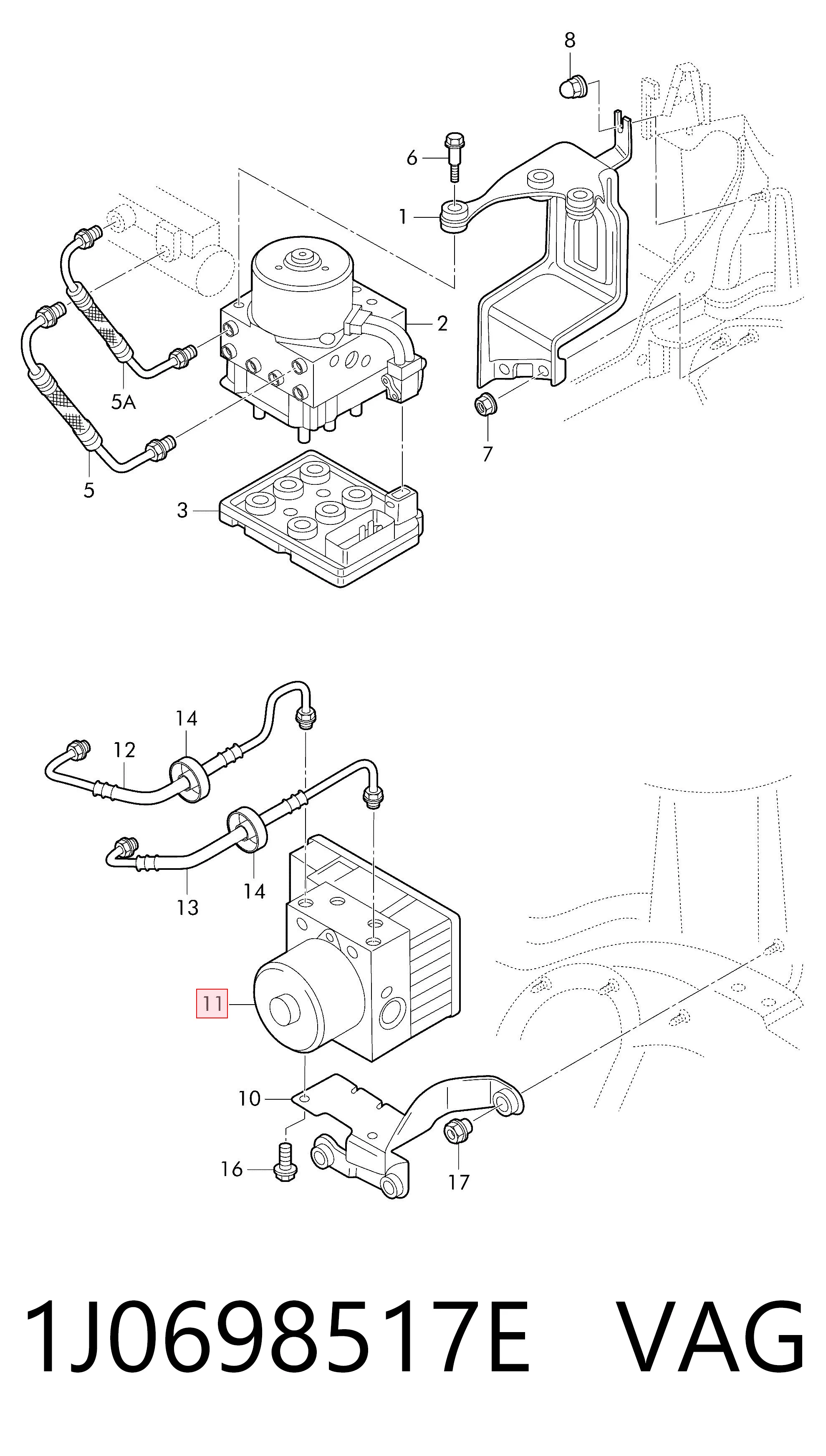 1J0698517E VAG Unidad de control ABS hidráulico