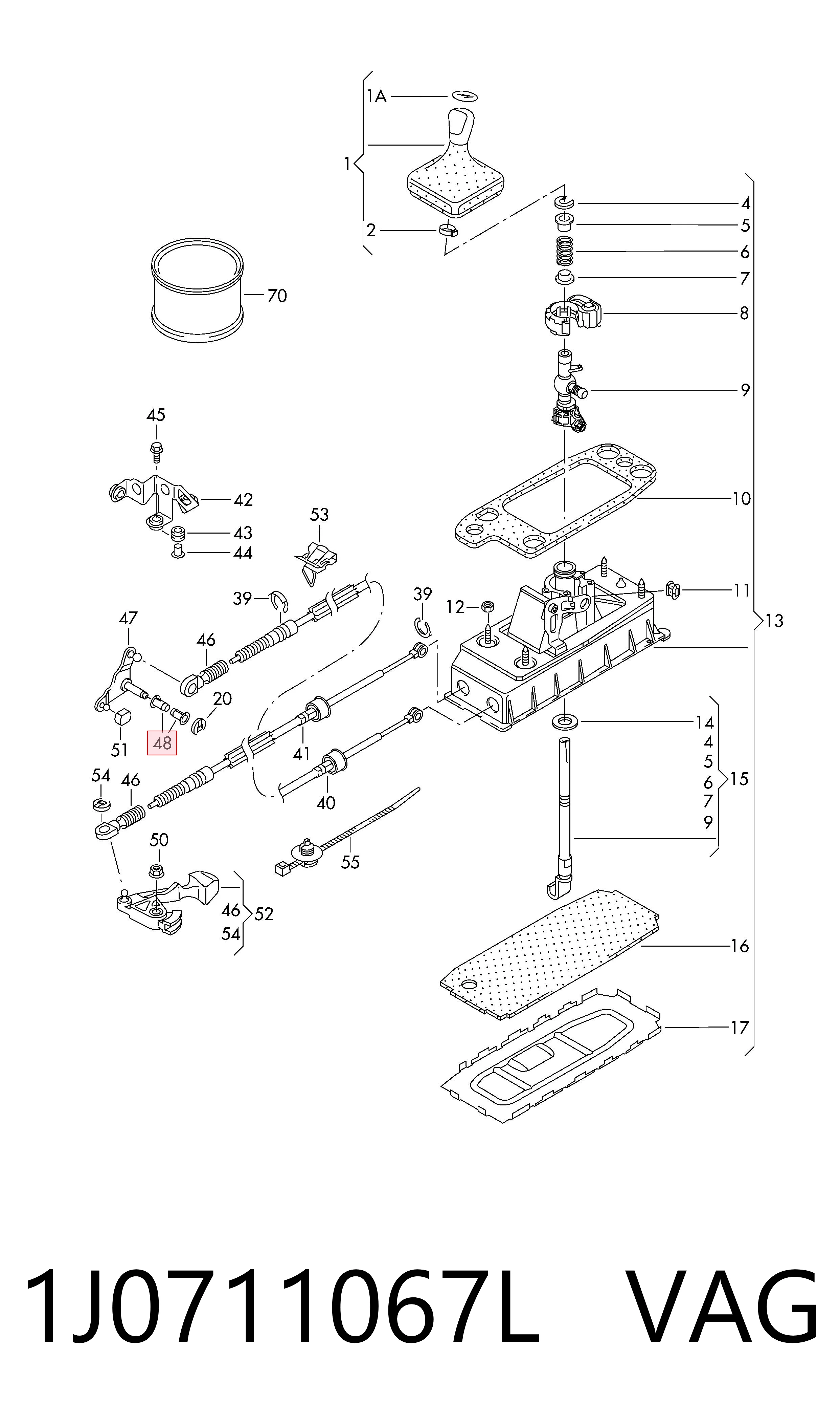 Casquillo palanca selector Volkswagen Multivan T5