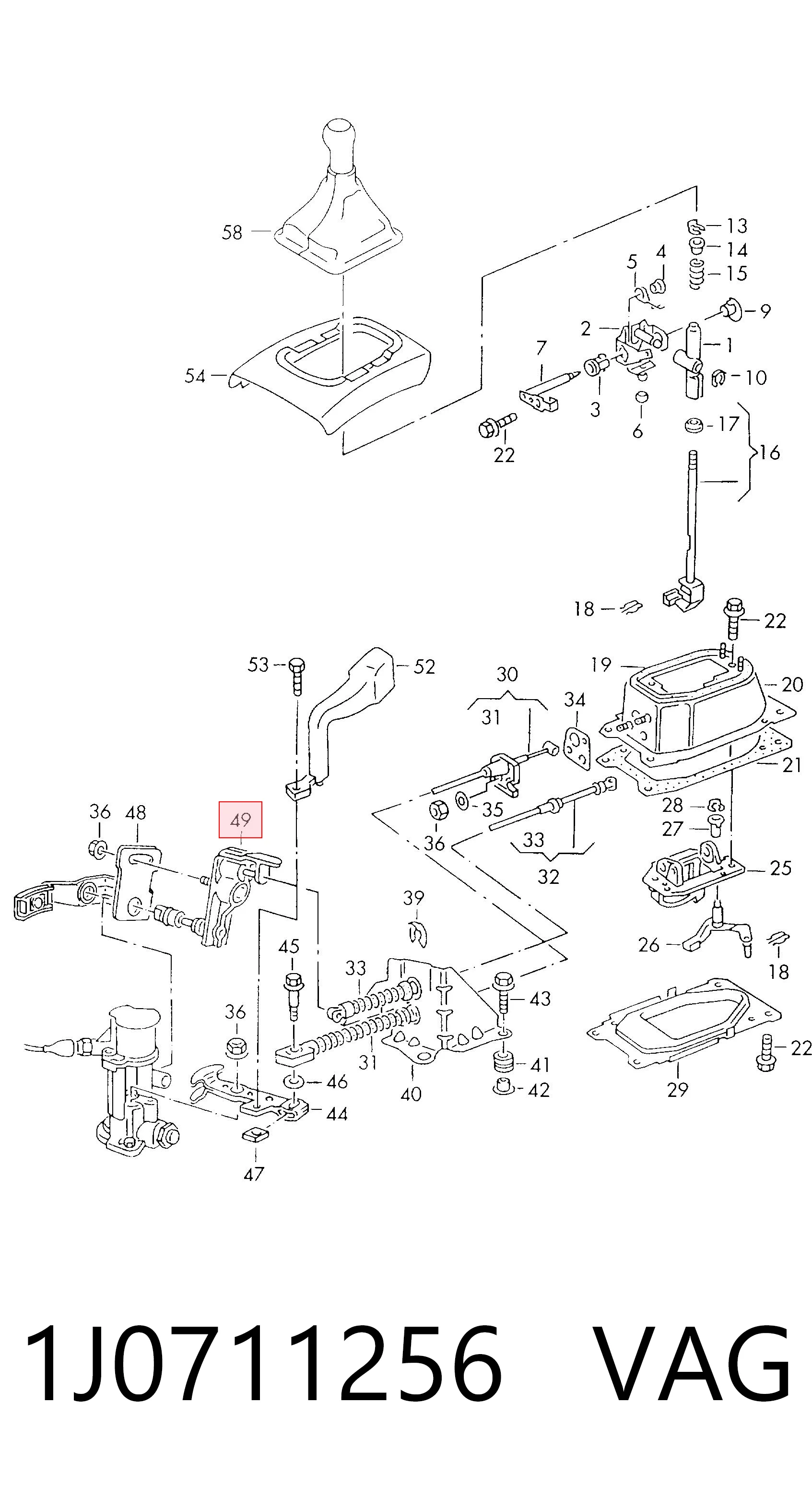1J0711256 VAG Soporte de la palanca selectora de la caja de cambios
