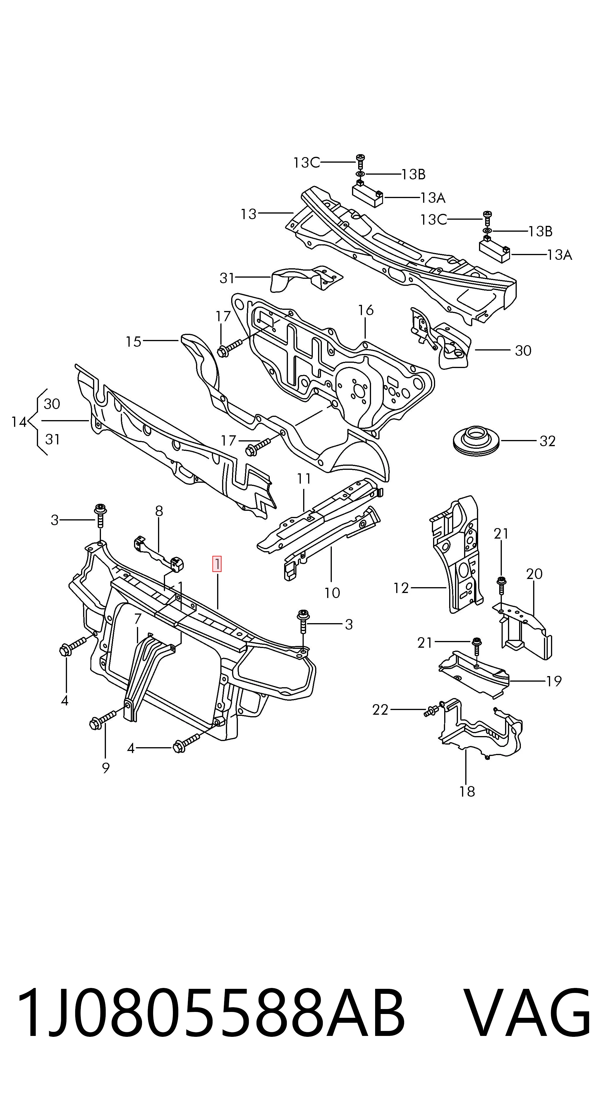 Soporte de radiador  Volkswagen Bora  (1J6)