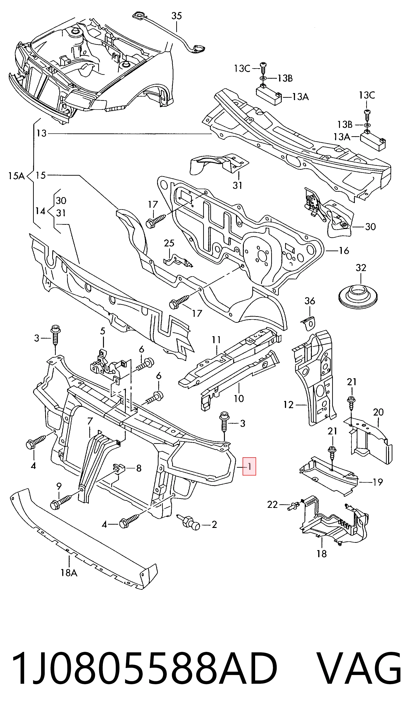 Comprar Soporte de radiador Volkswagen Bora  1J6