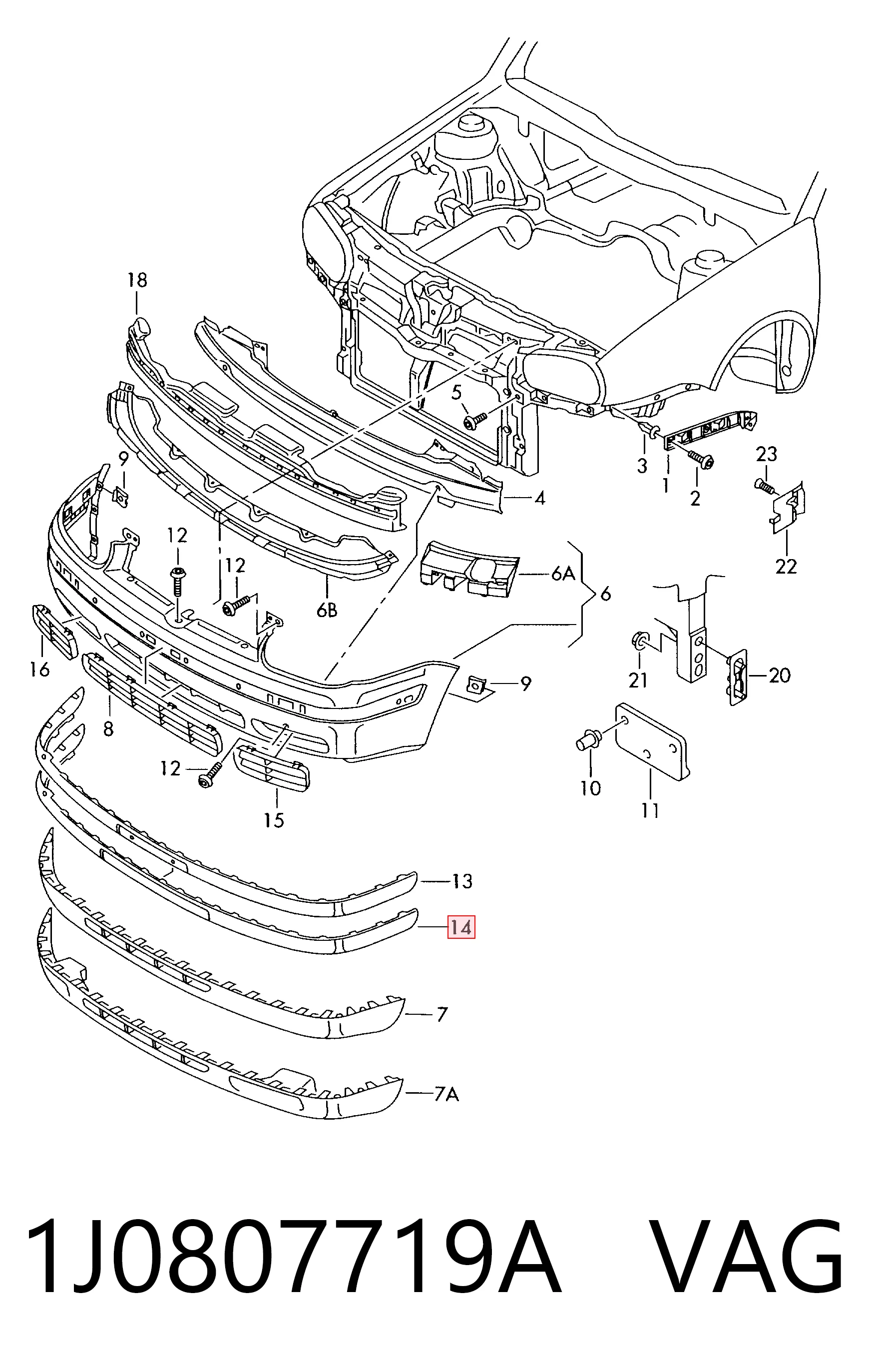 1J0807719A VAG Protector, paragolpes