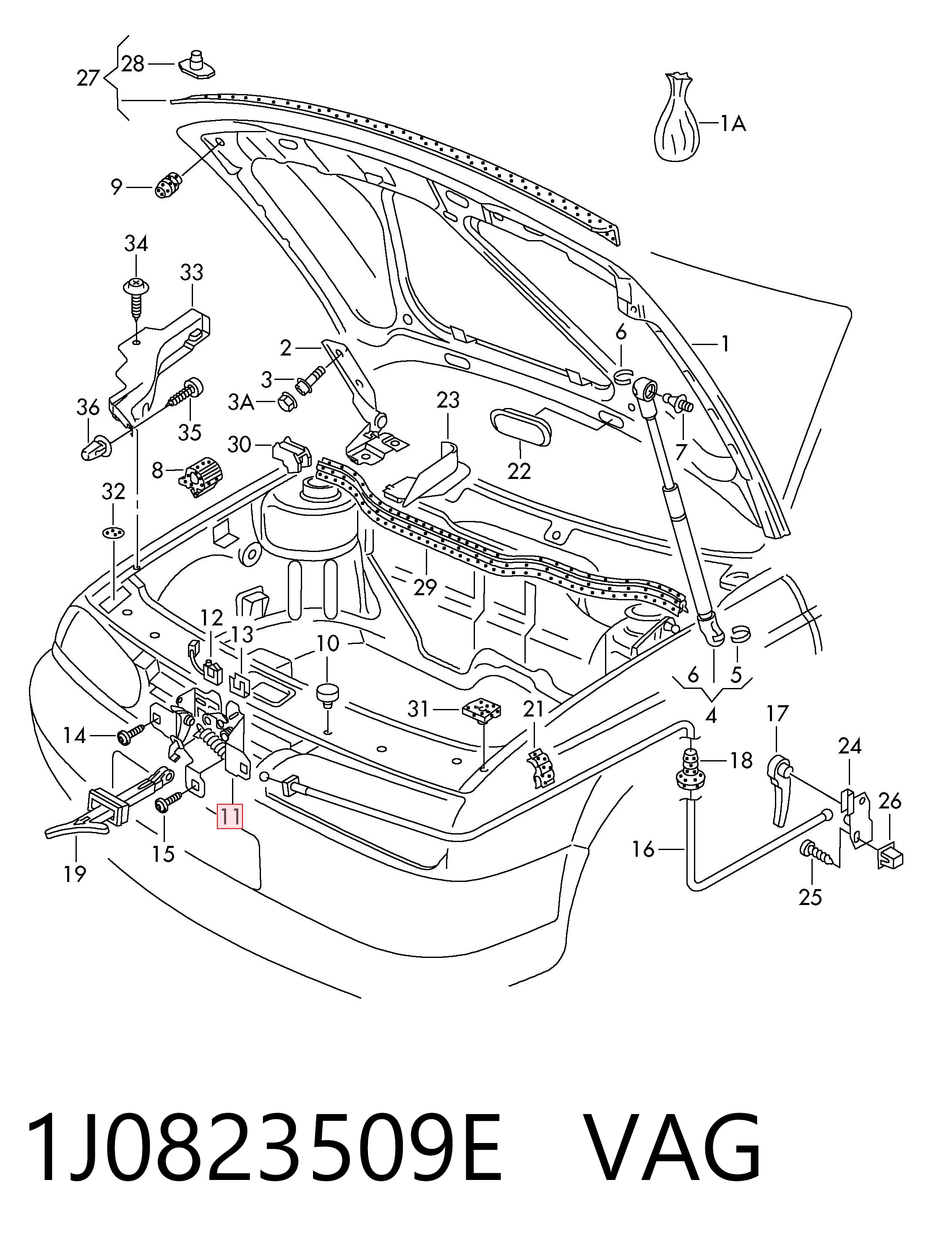 1J0823509E VAG Cerradura de Capot