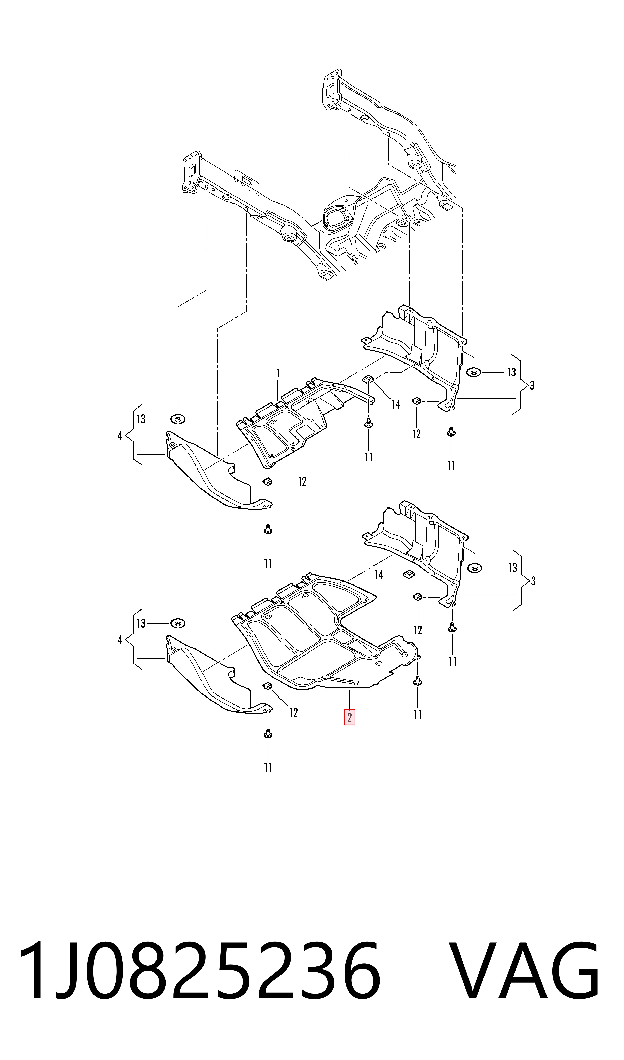 Protección motor / empotramiento 1J0825236 VAG