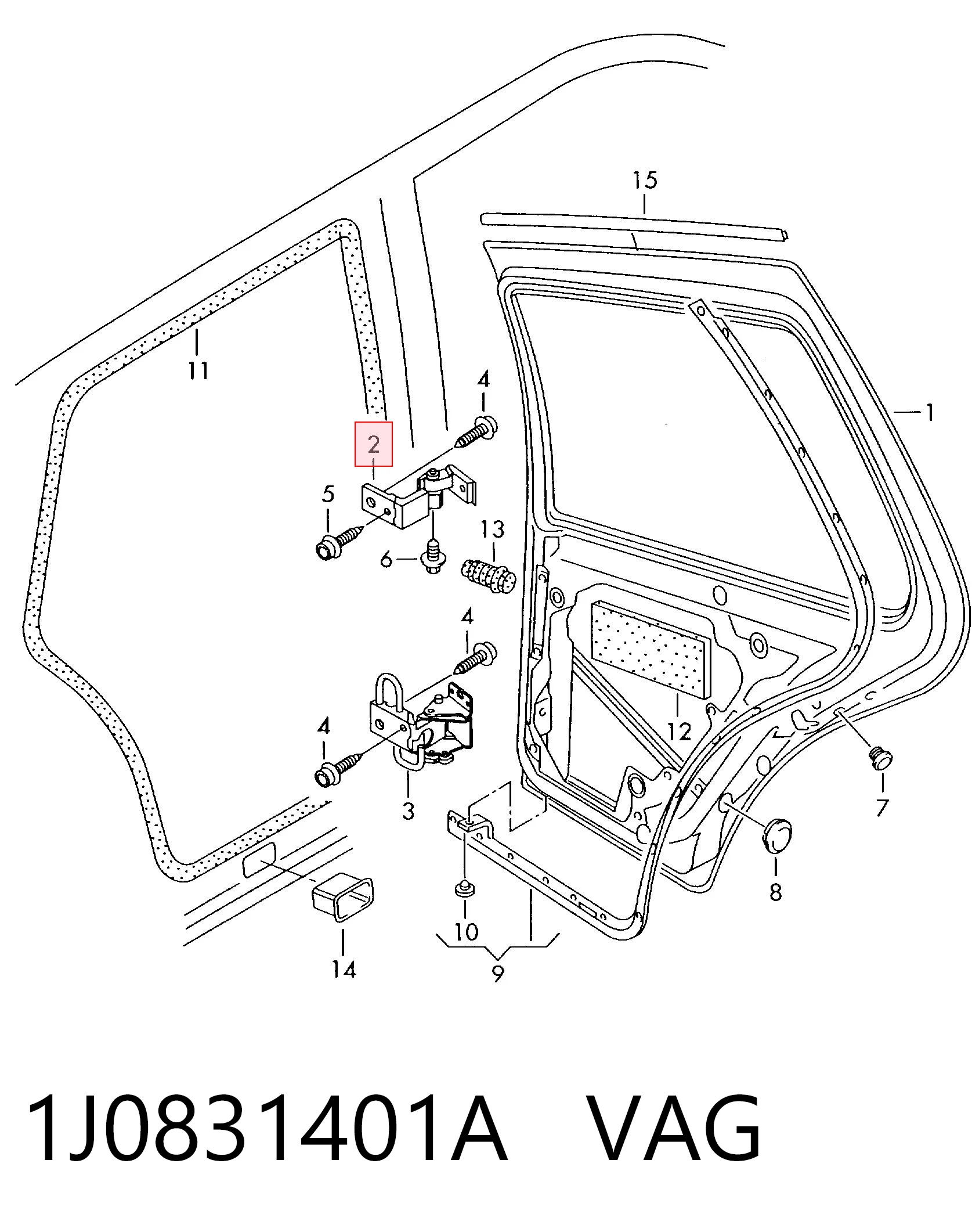 Bisagra de puerta delantera izquierda 1J0831401A VAG