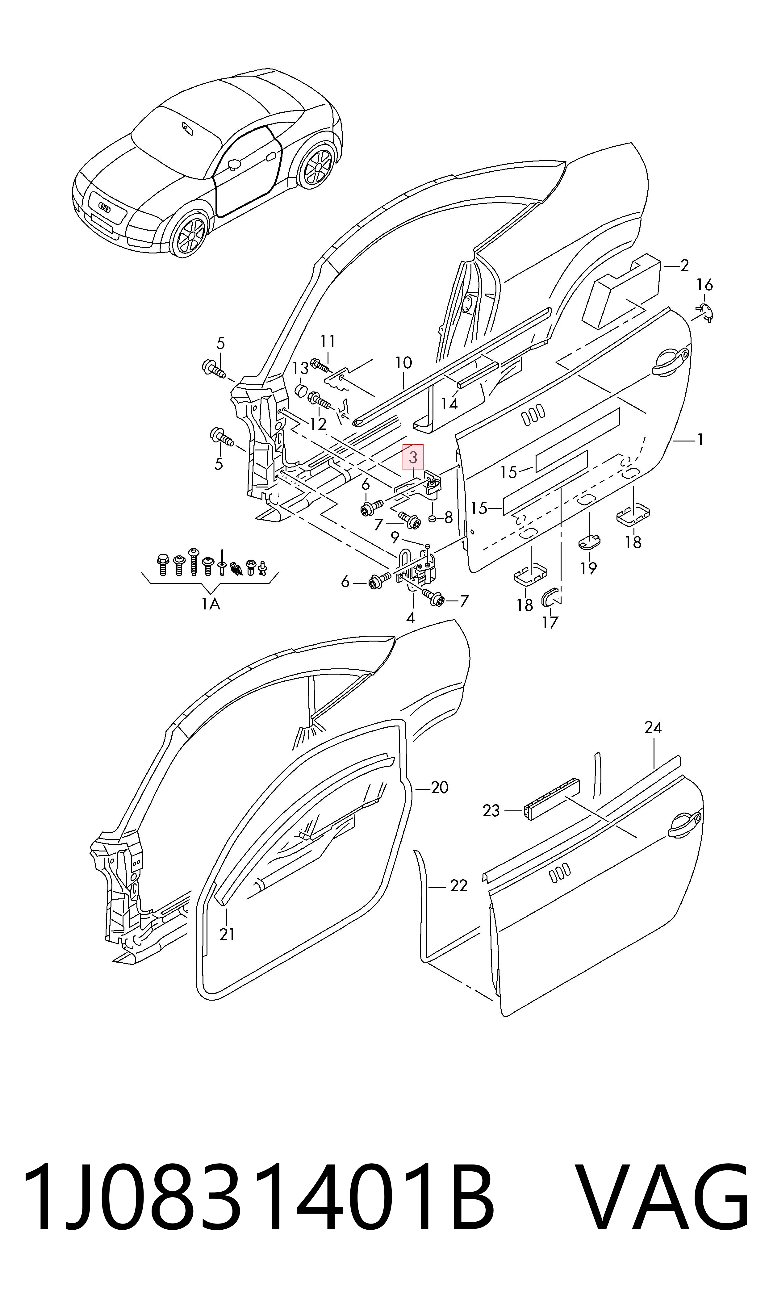 Bisagra de puerta delantera izquierda 1J0831401B VAG