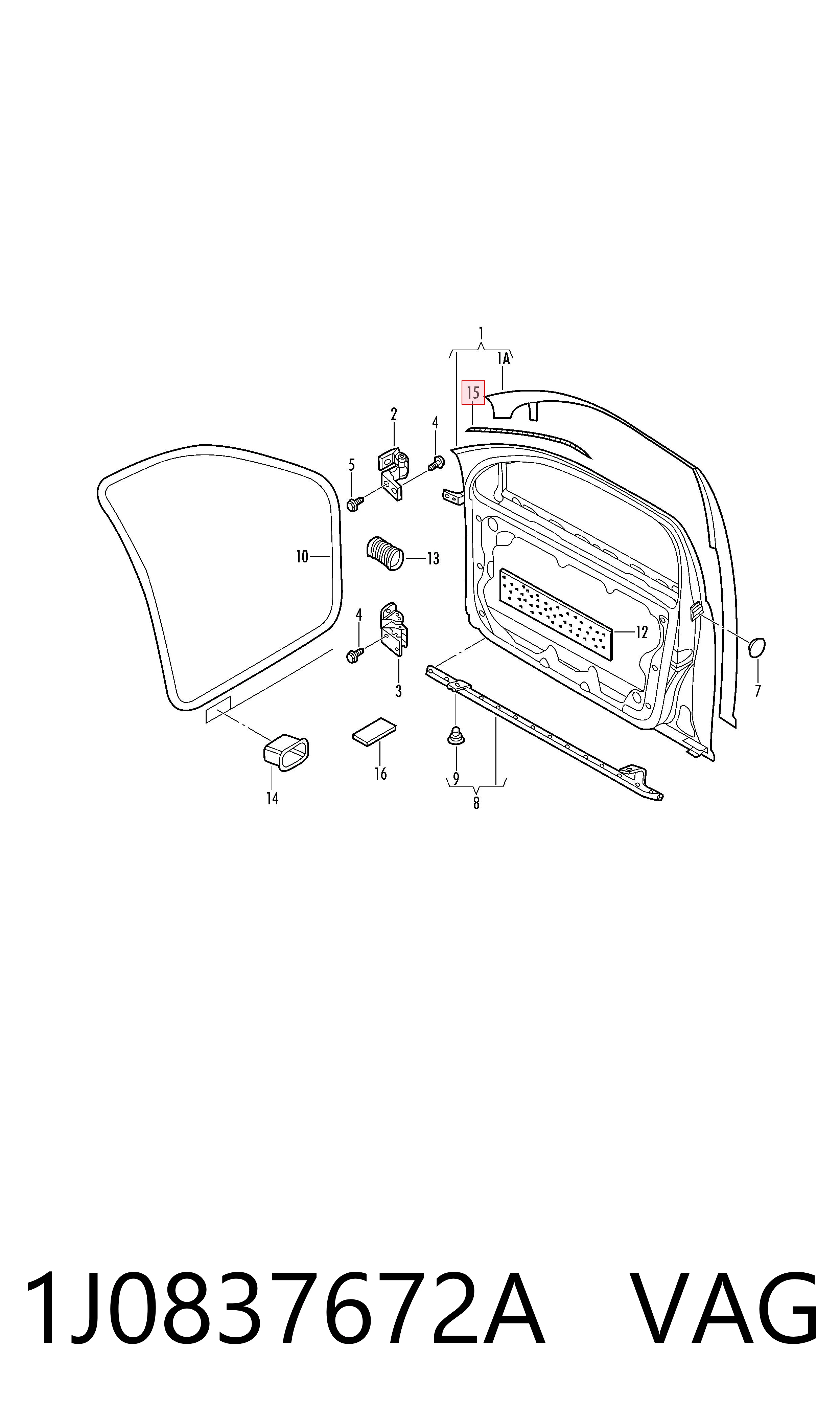 1J0837672A VAG Sellador de puerta delantera derecha (en puerta)