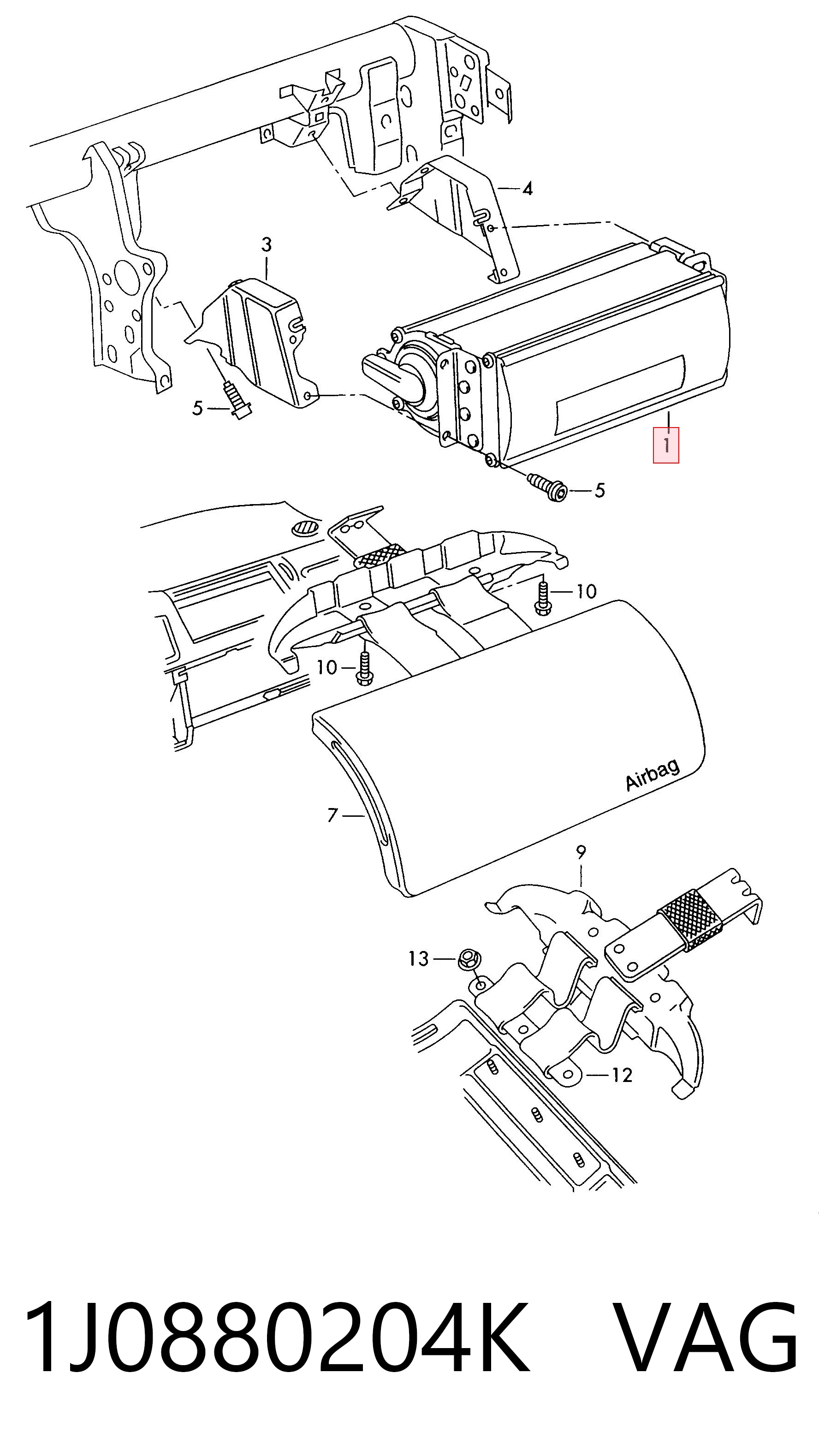 1J0880204K VAG Airbag lateral 
