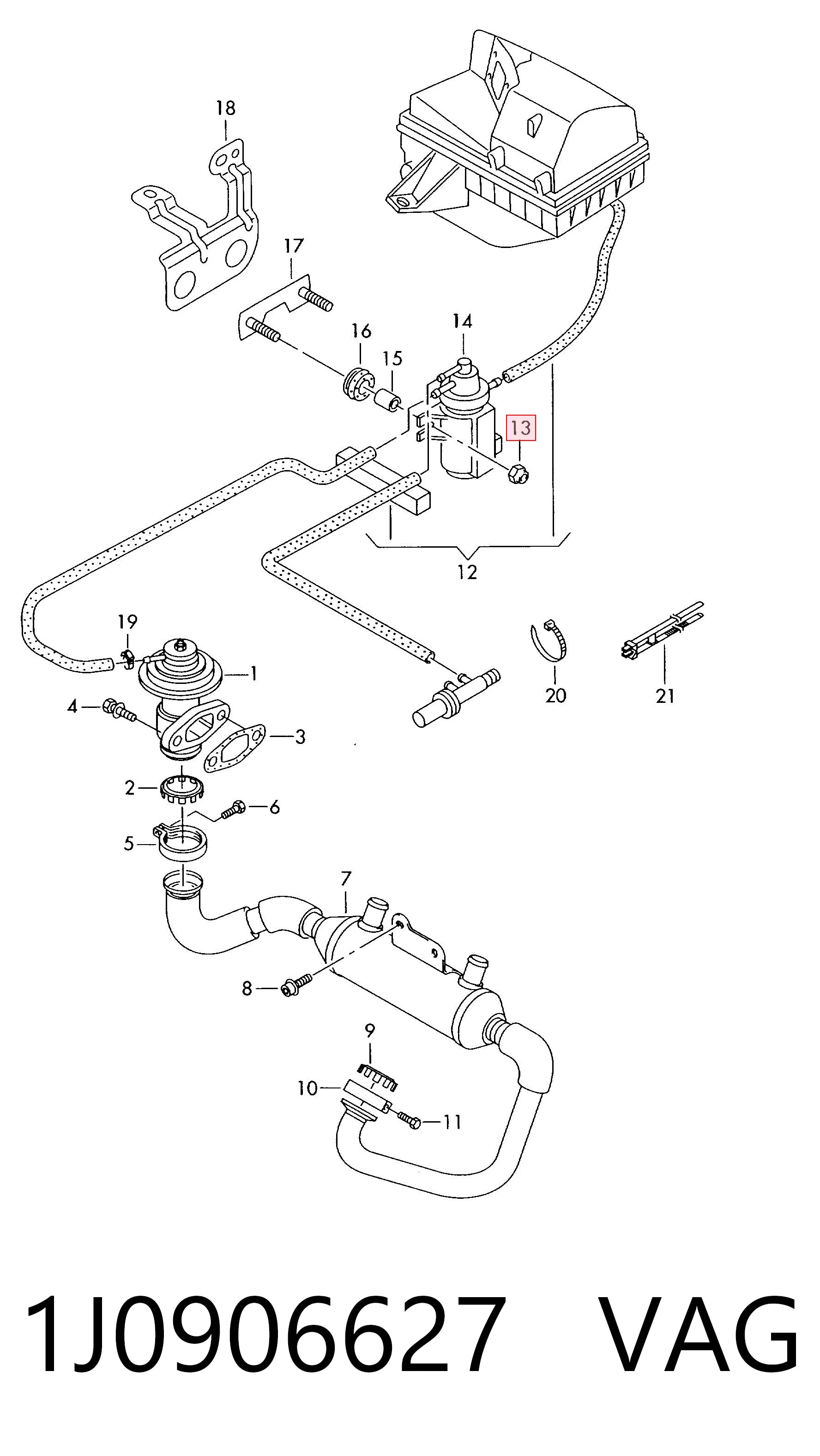 1J0906627 VAG Válvula solenoide de control de presión de sobrealimentación