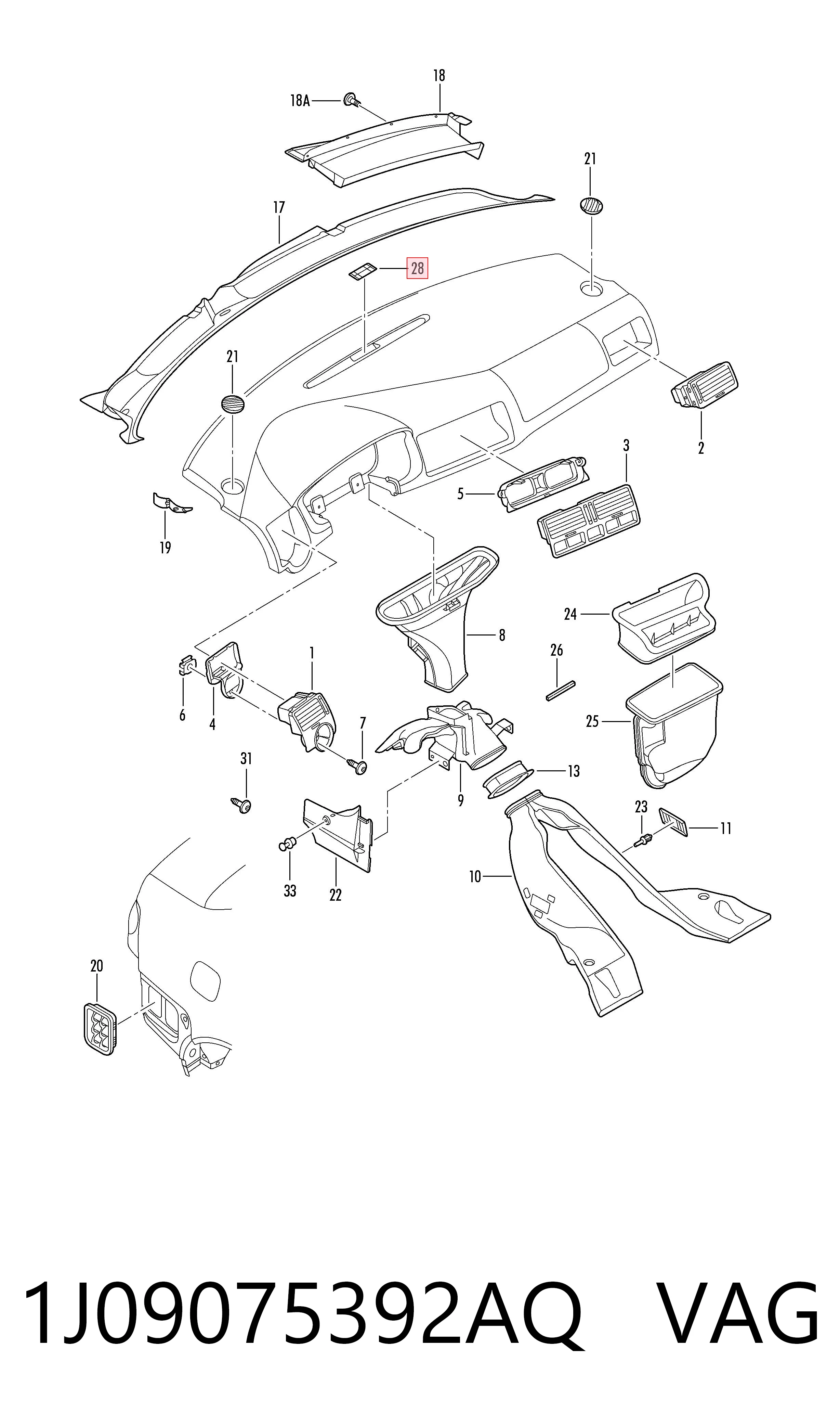 Sensor de luz interior 1J09075392AQ VAG