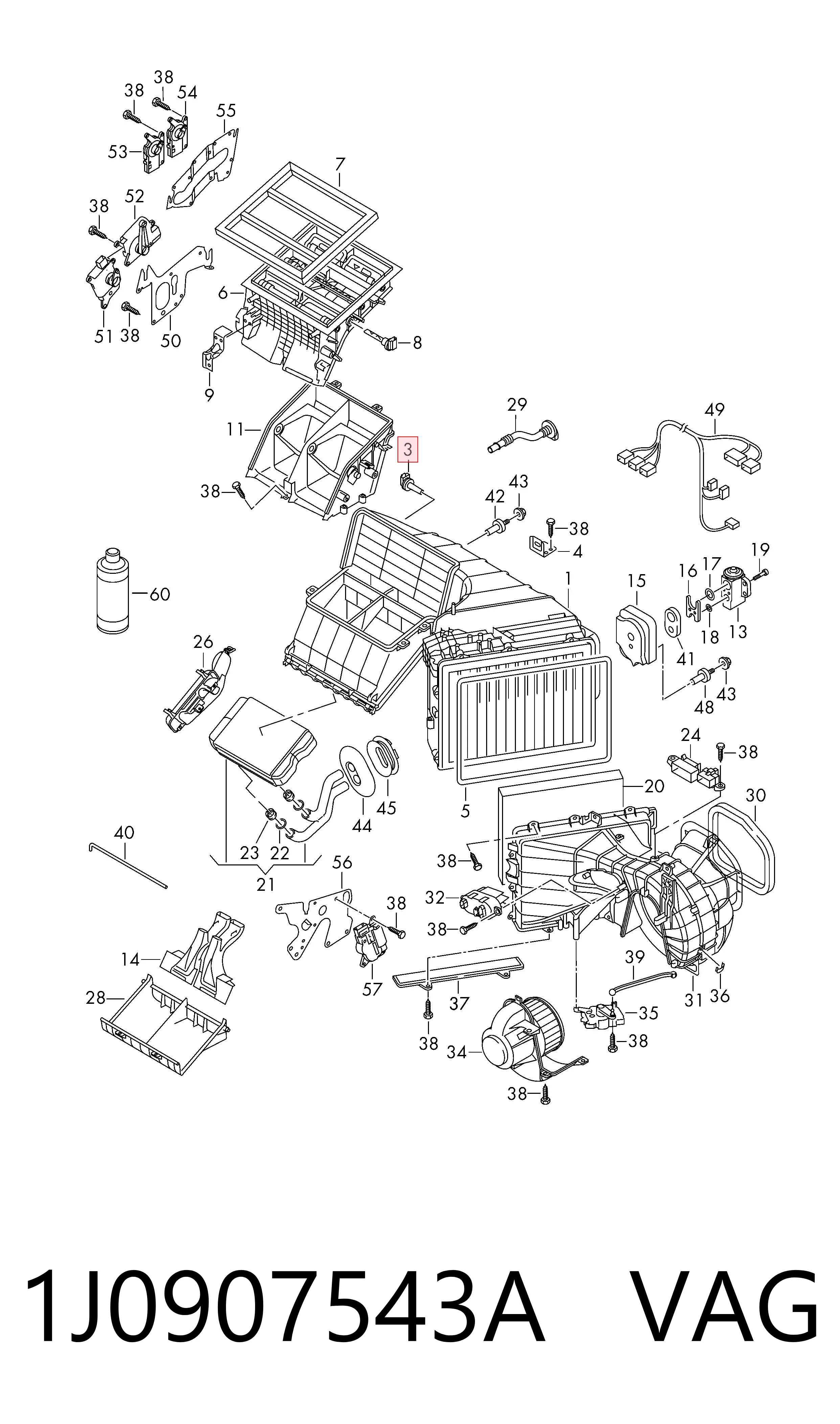 1J0907543A VAG Sensor de temperatura del evaporador