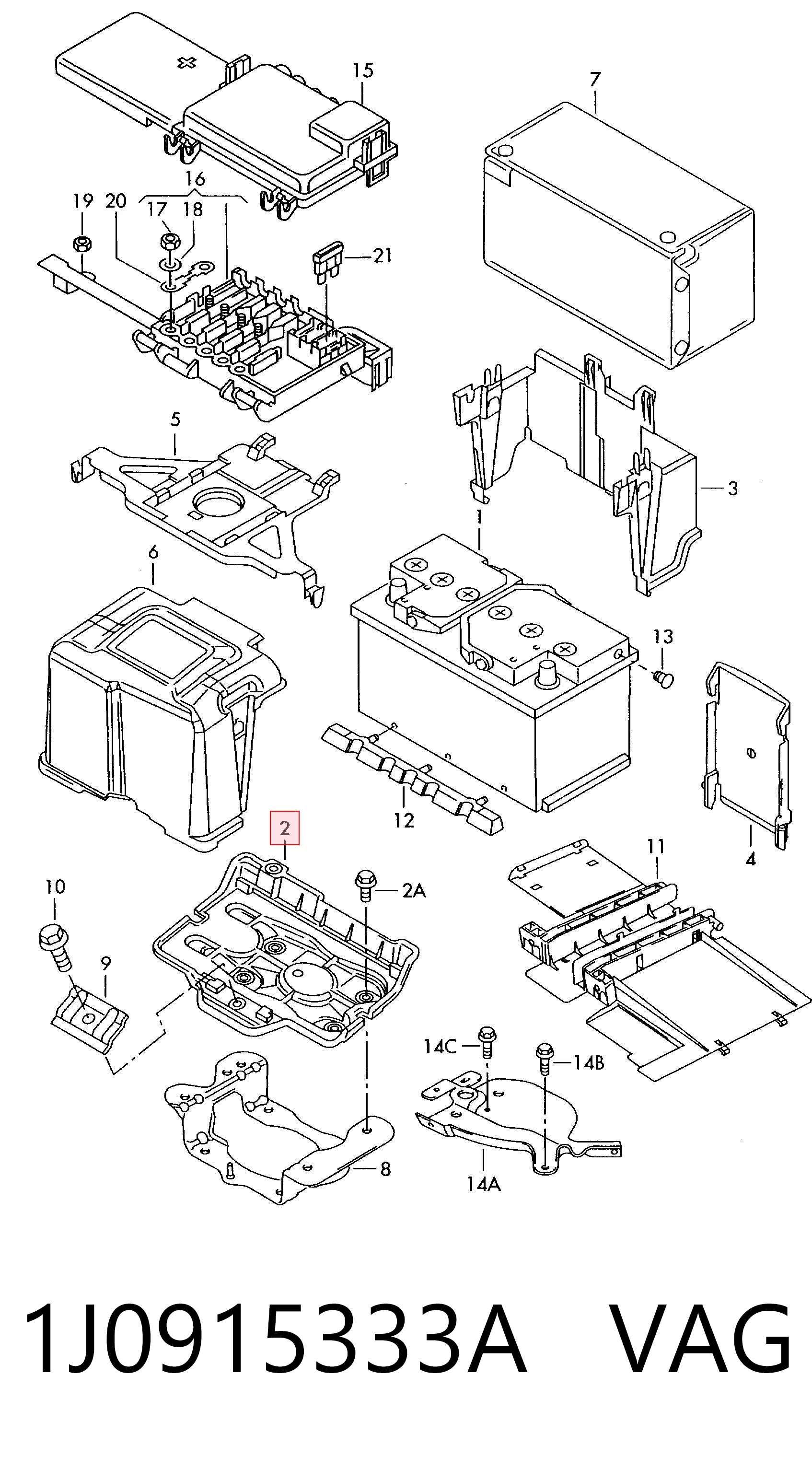 1J0915333A VAG Soporte de batería
