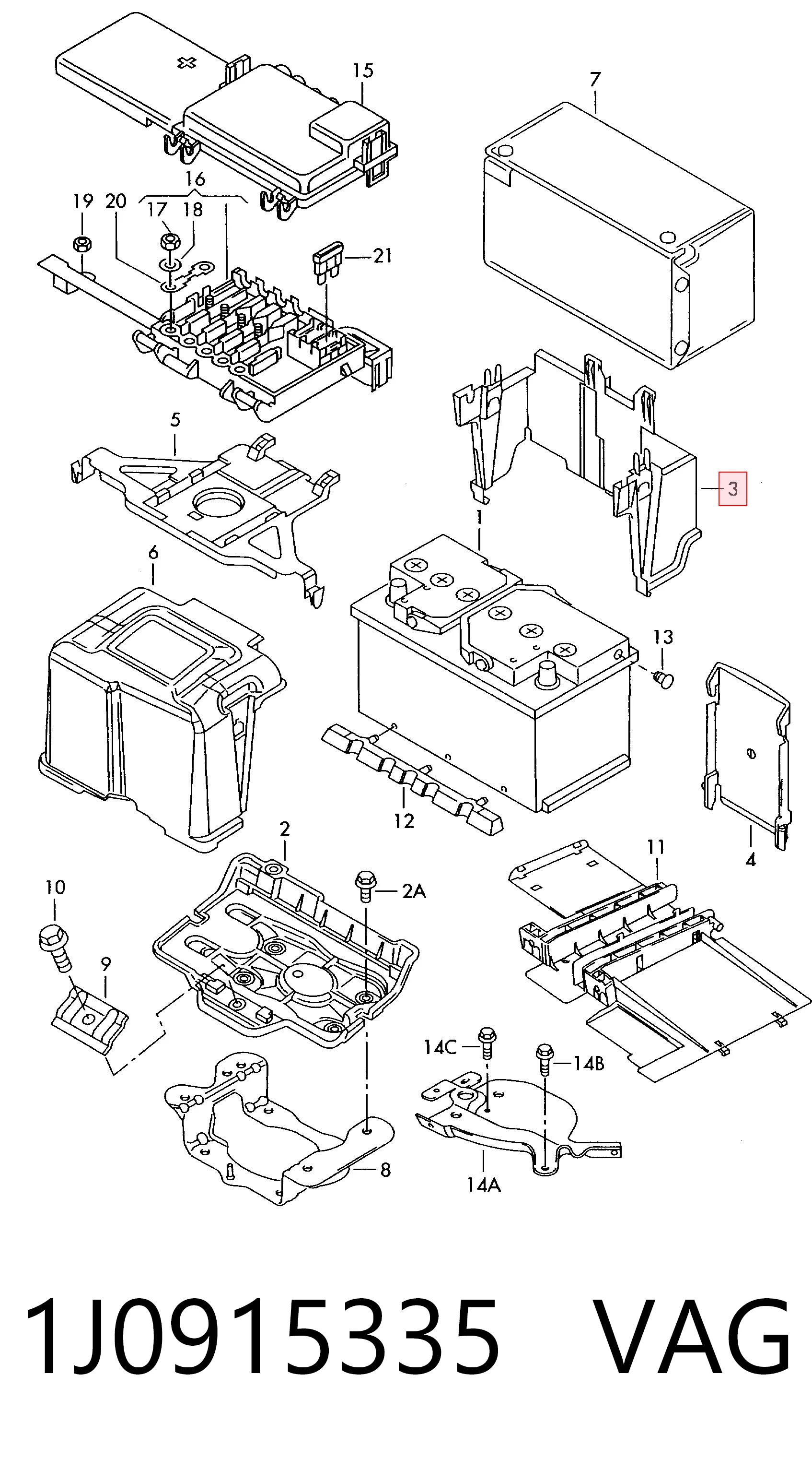 1J0915335 VAG Tapa de la batería