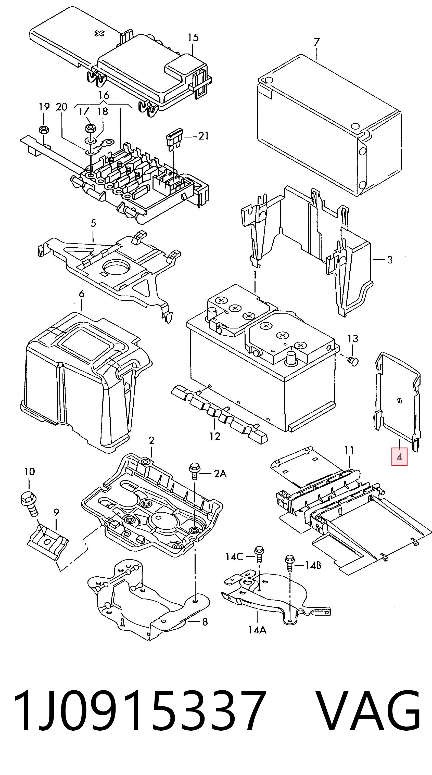 1J0915337 VAG Tapa de la batería