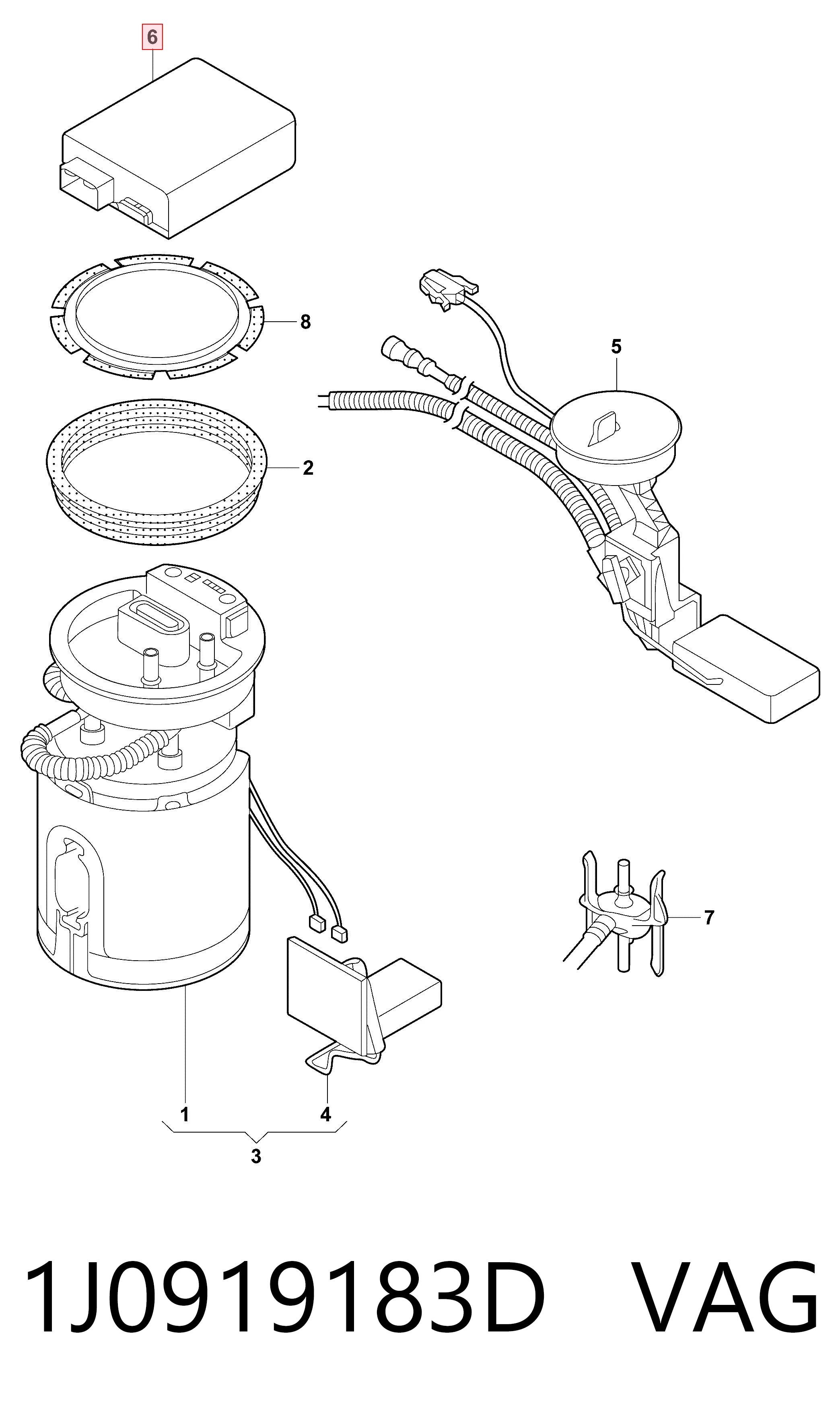 1J0919183D VAG Medidor de combustible