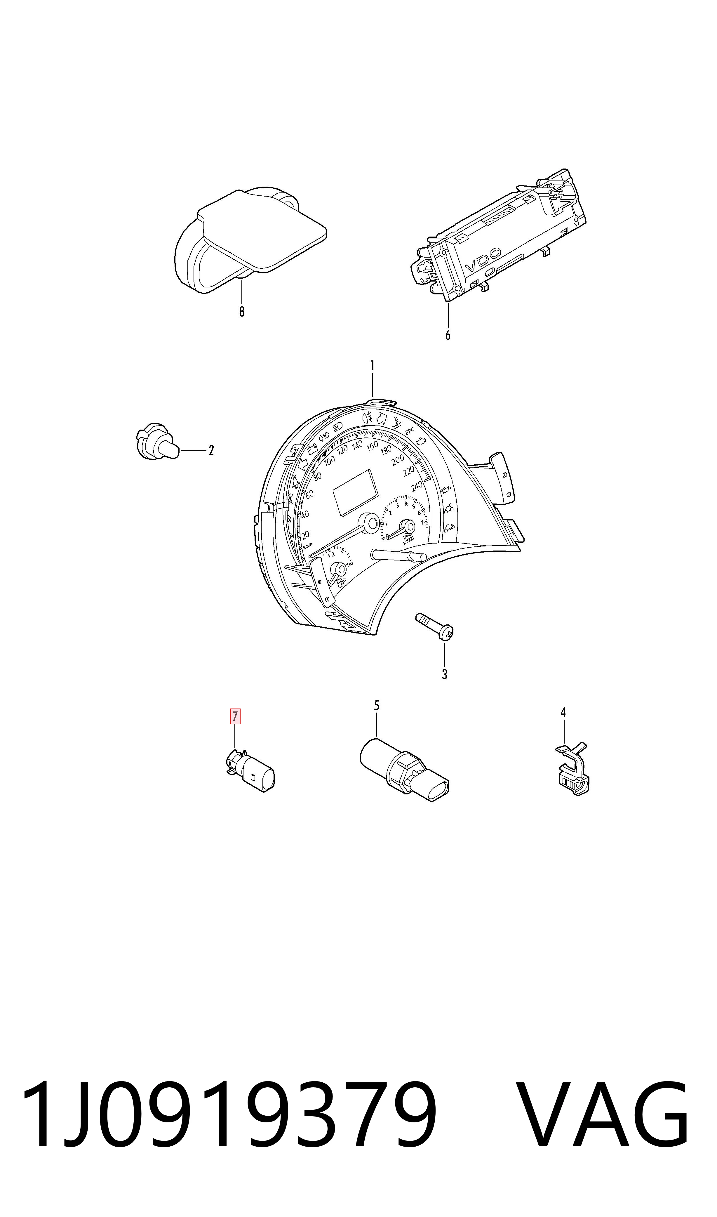 1J0919379 VAG Sensor de temperatura ambiente