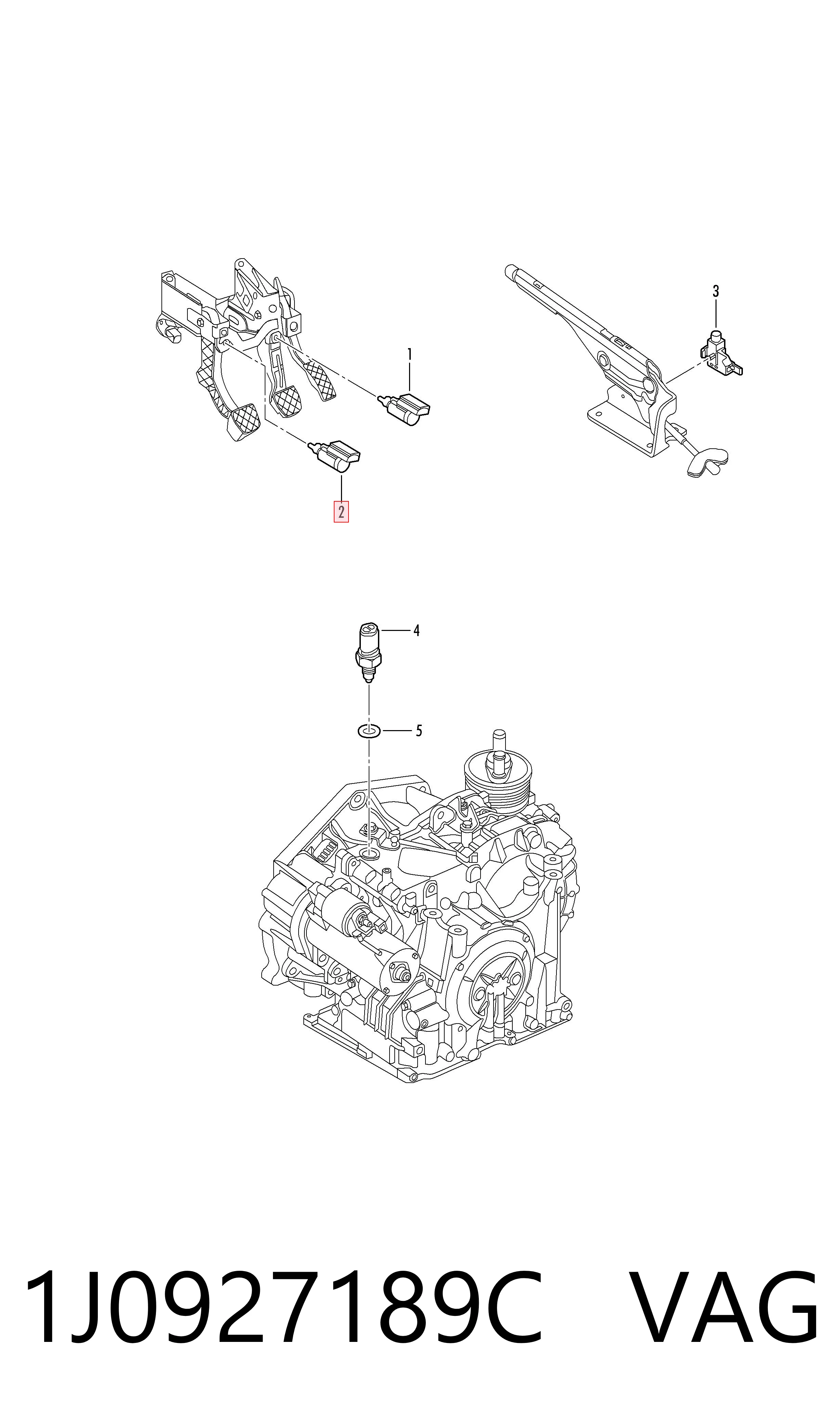1J0927189C VAG Interruptor de embrague