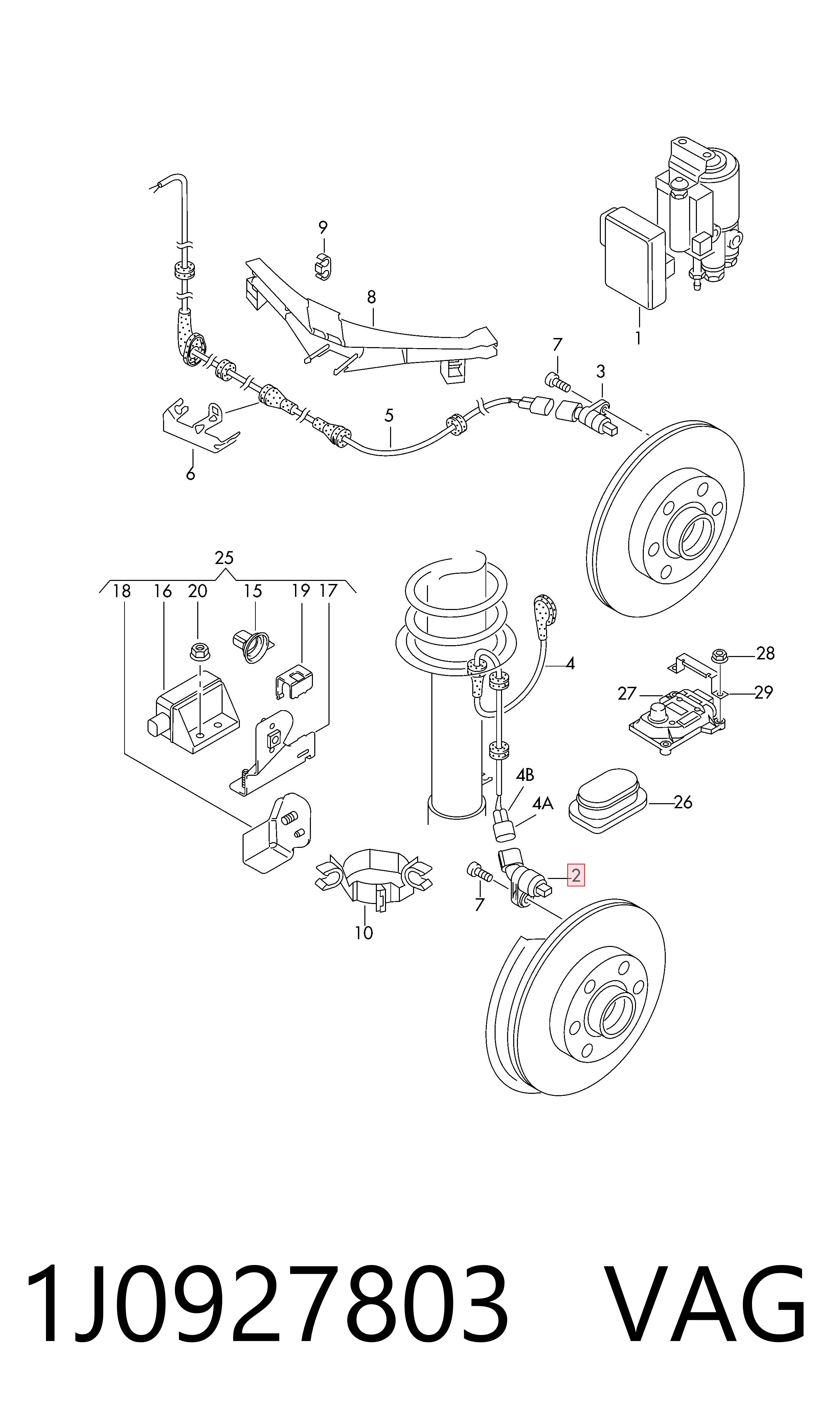 1J0927803 VAG Sensor revoluciones de la rueda, delantero izquierdo