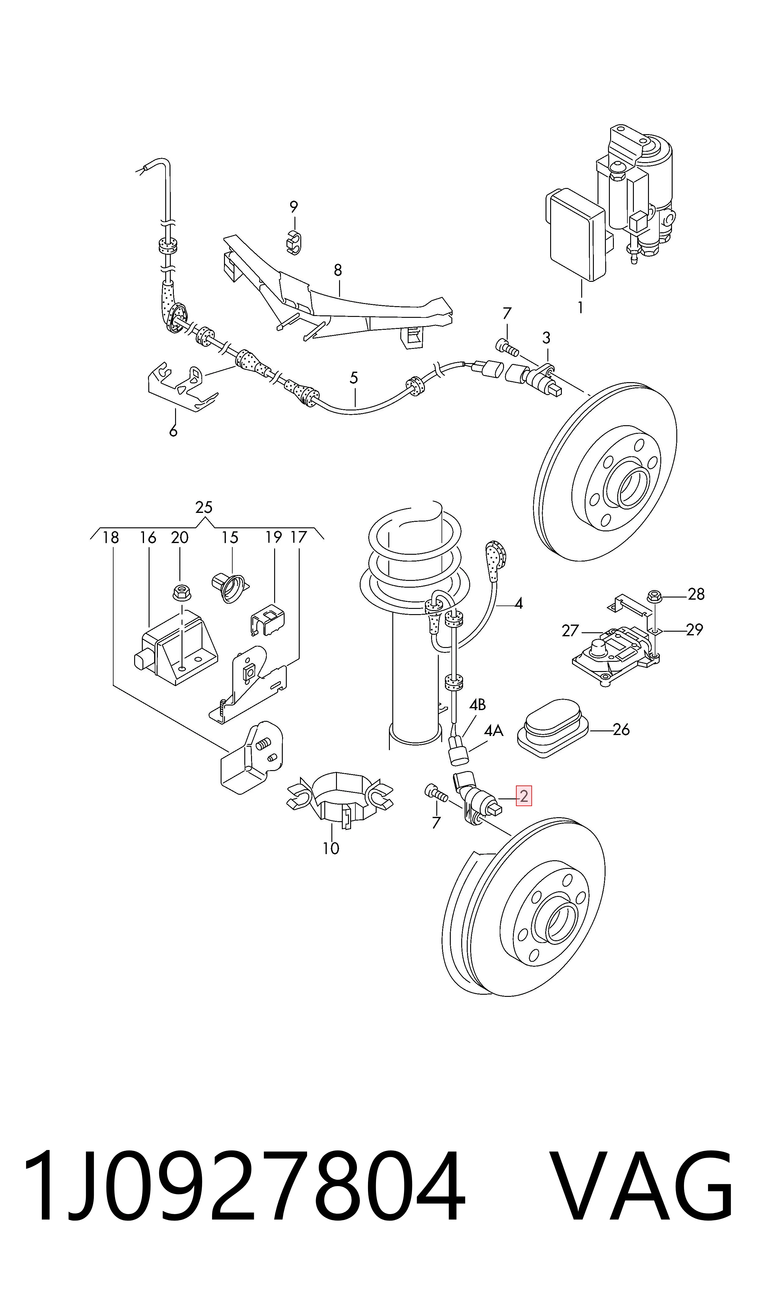 1J0927804 VAG Sensor de freno, delantero derecho