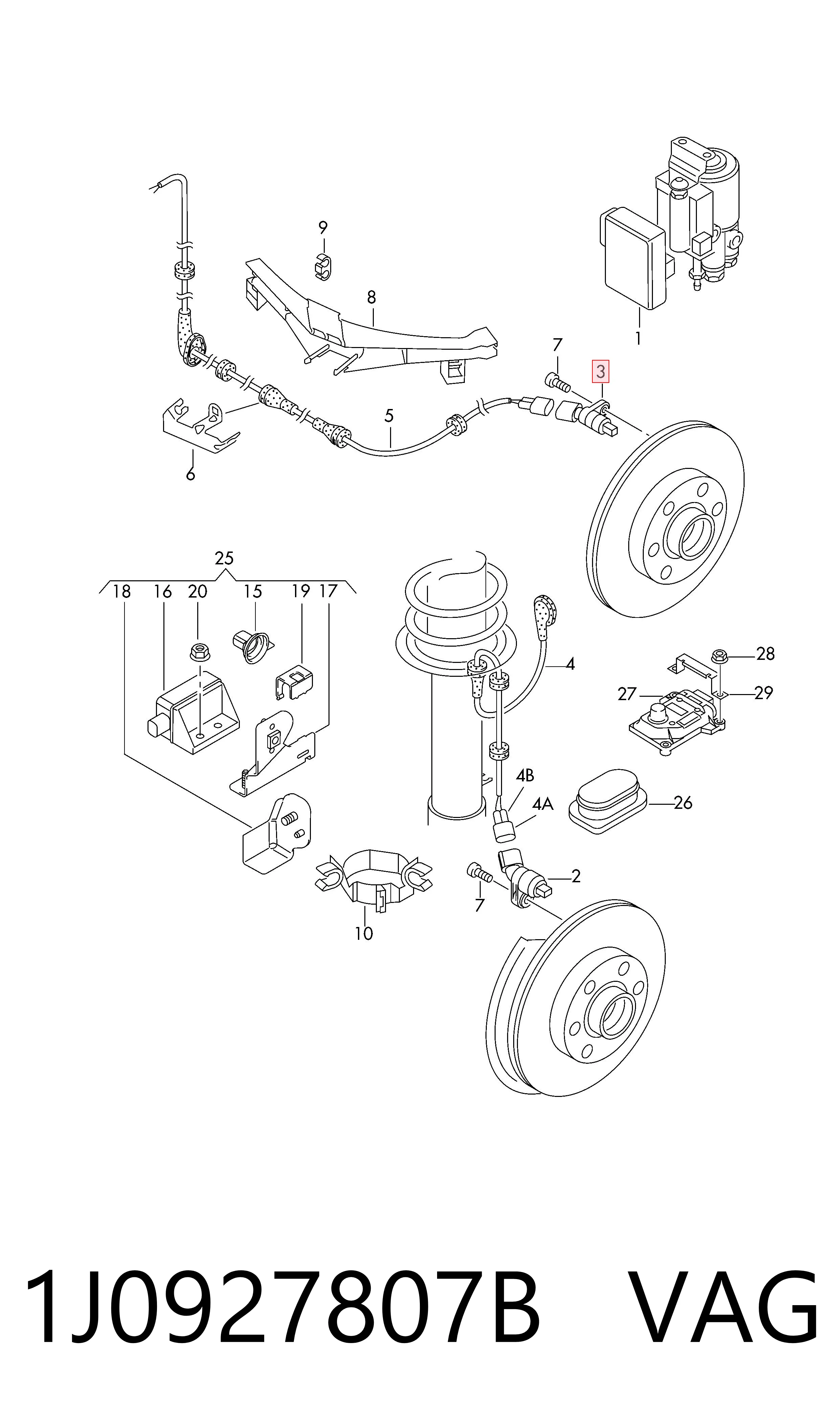 1J0927807B VAG Sensor ABS trasero