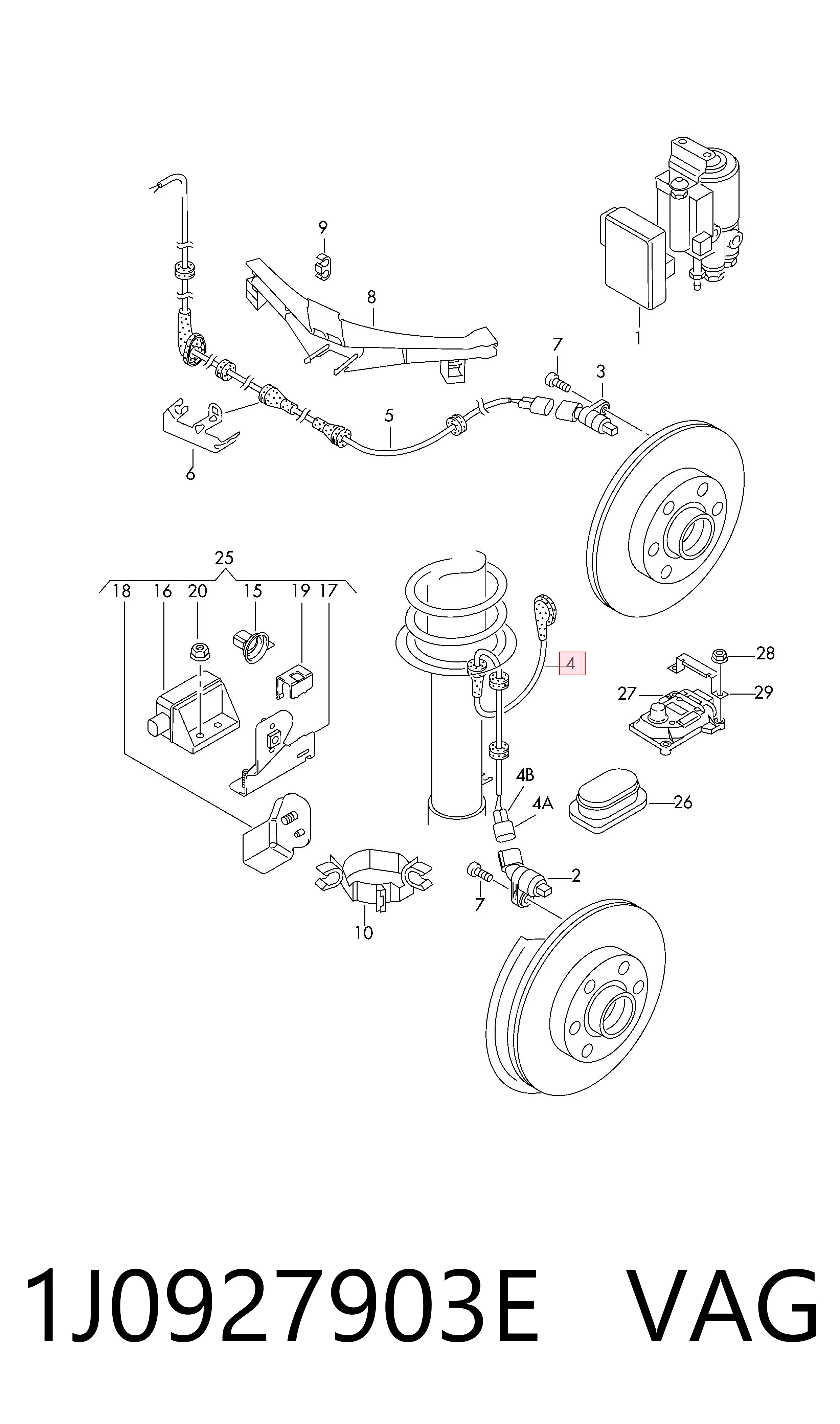 1J0927903E VAG Sensor ABS trasero