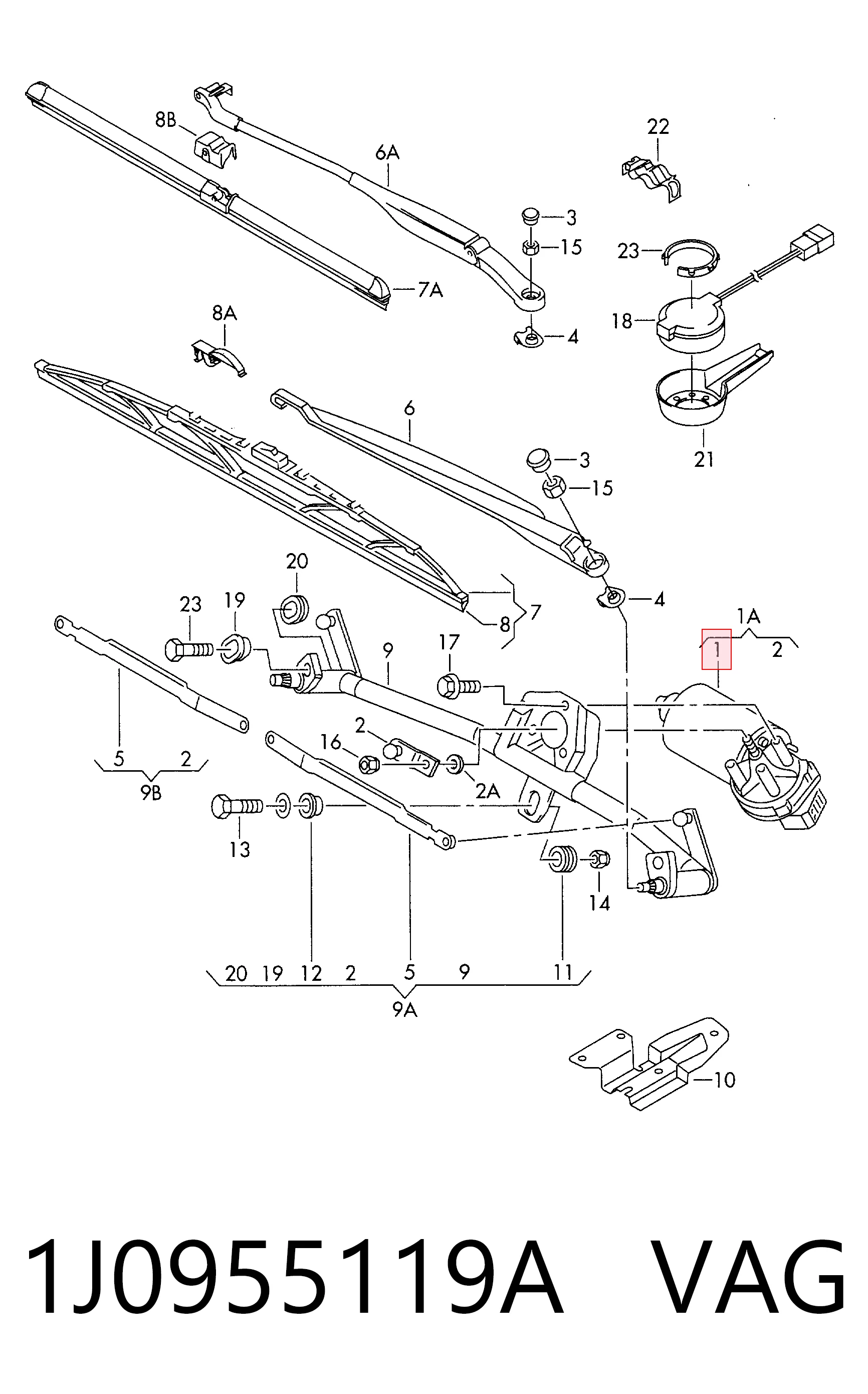 Motor del limpiaparabrisas Seat Toledo II (1M2)
