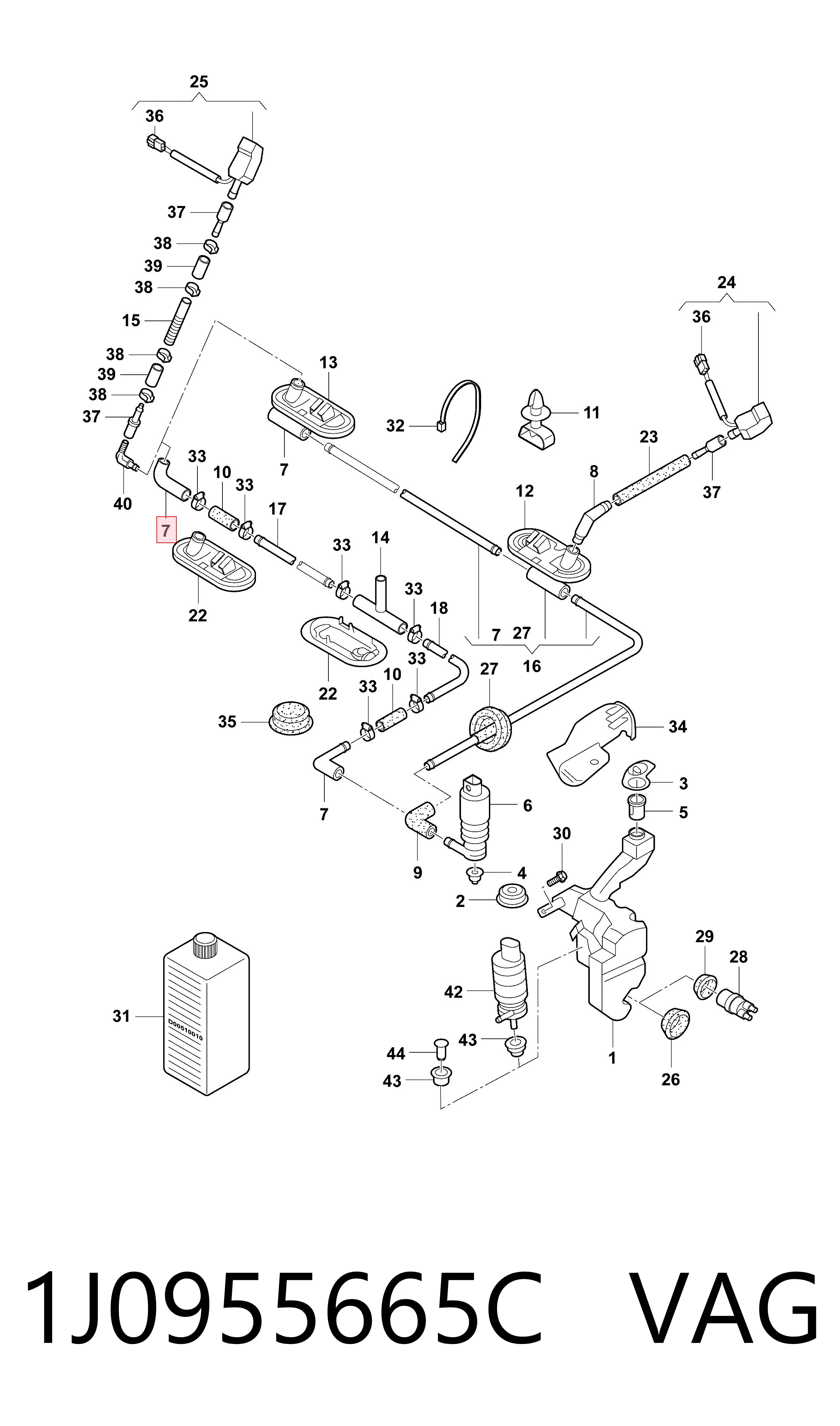 Conector de tubos del lavaparabrisas VAG 1J0955665C precio, desde 3,71 EUR