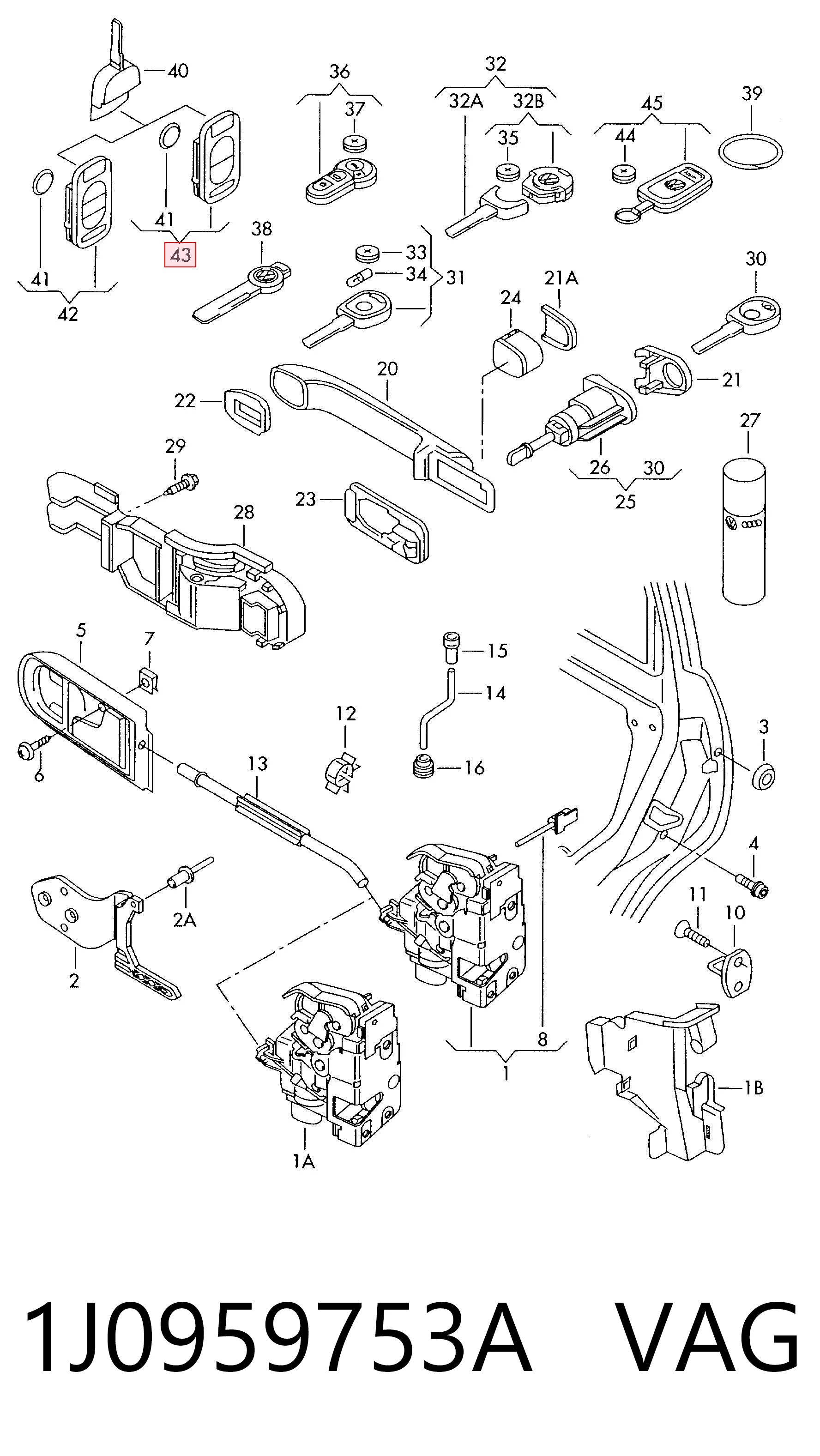 1J0959753A VAG Llavero control de alarma