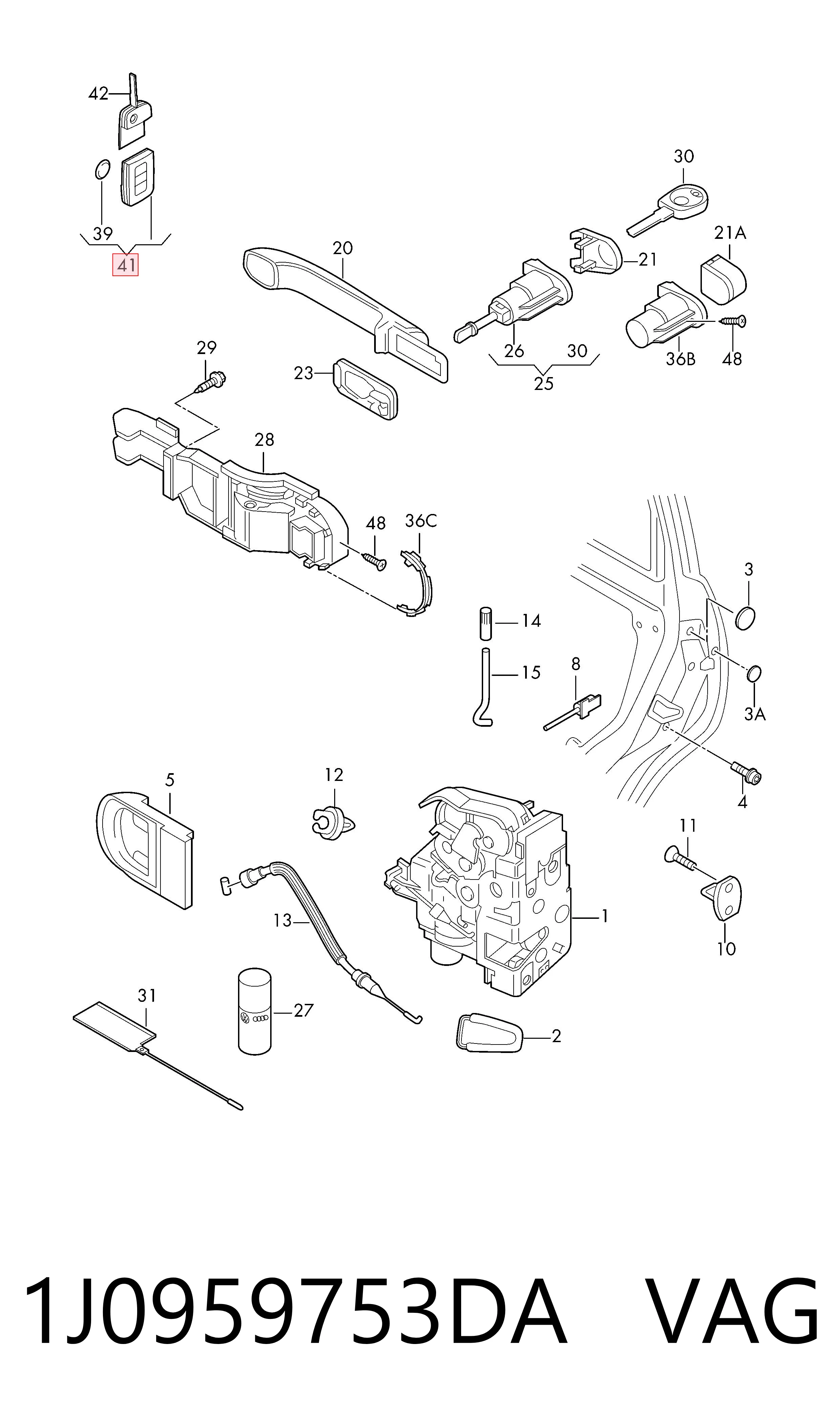 1J0959753DA VAG Llavero control de alarma