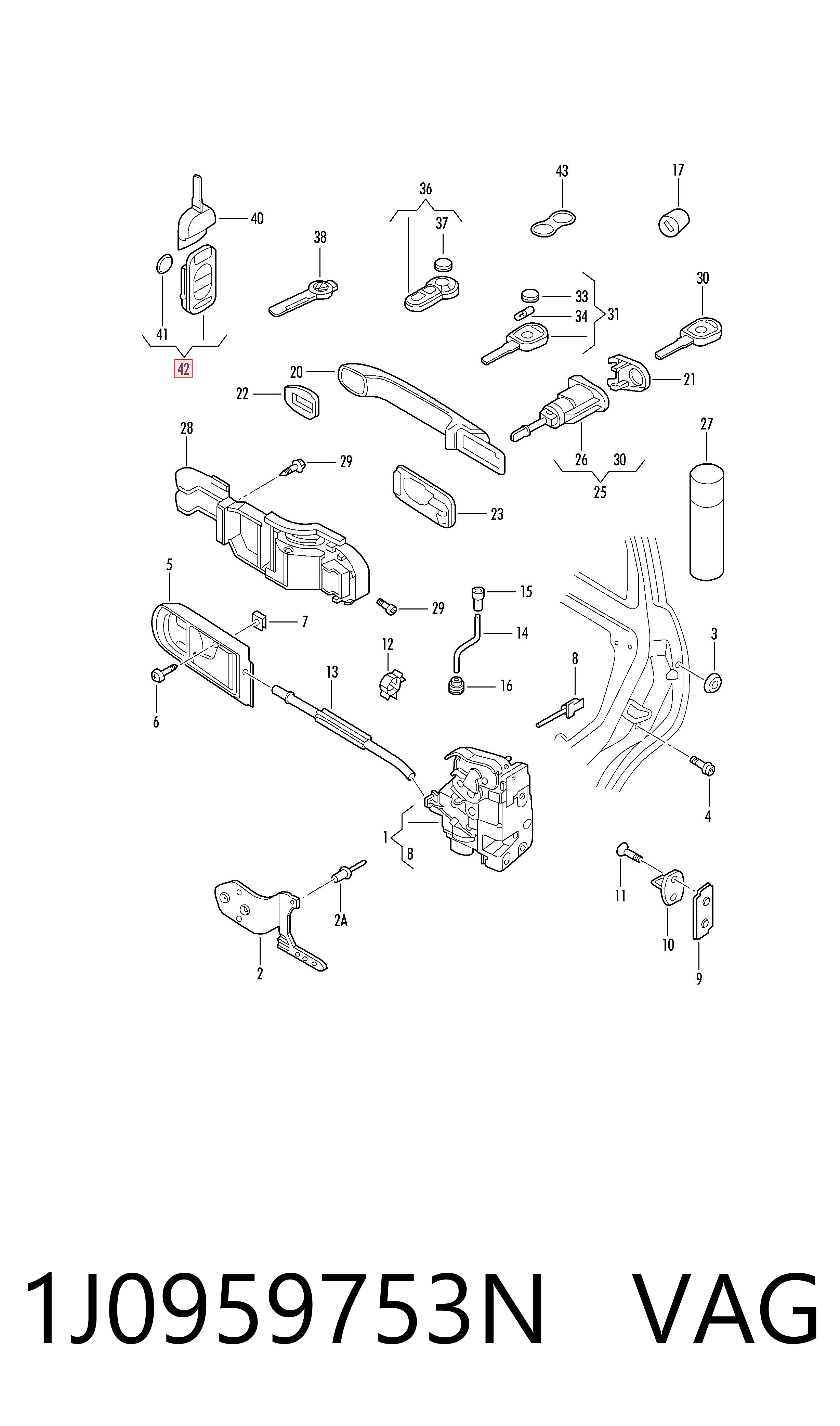 1J0959753N VAG Llavero control de alarma
