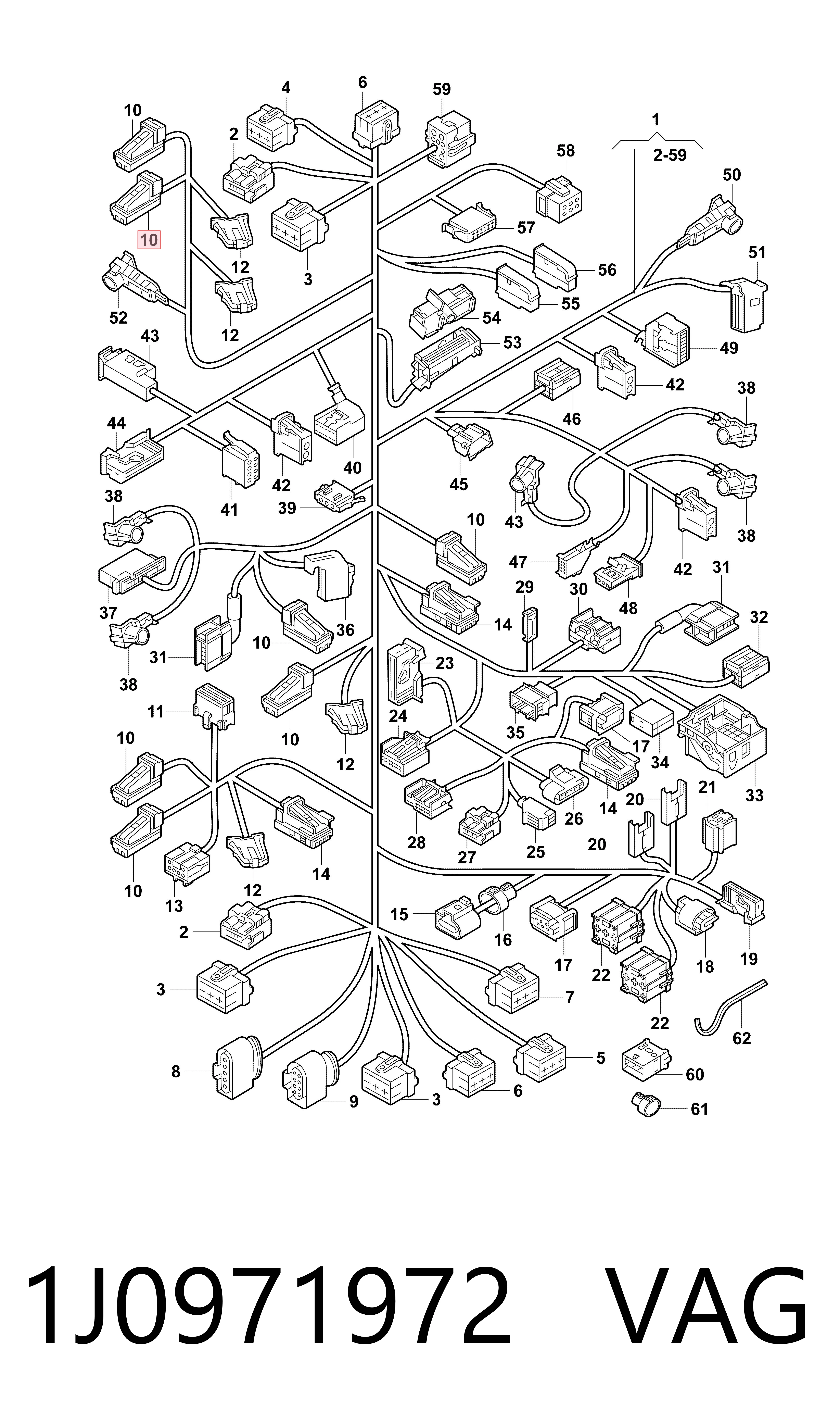 1J0971972 VAG Conector de la luz de la matrícula