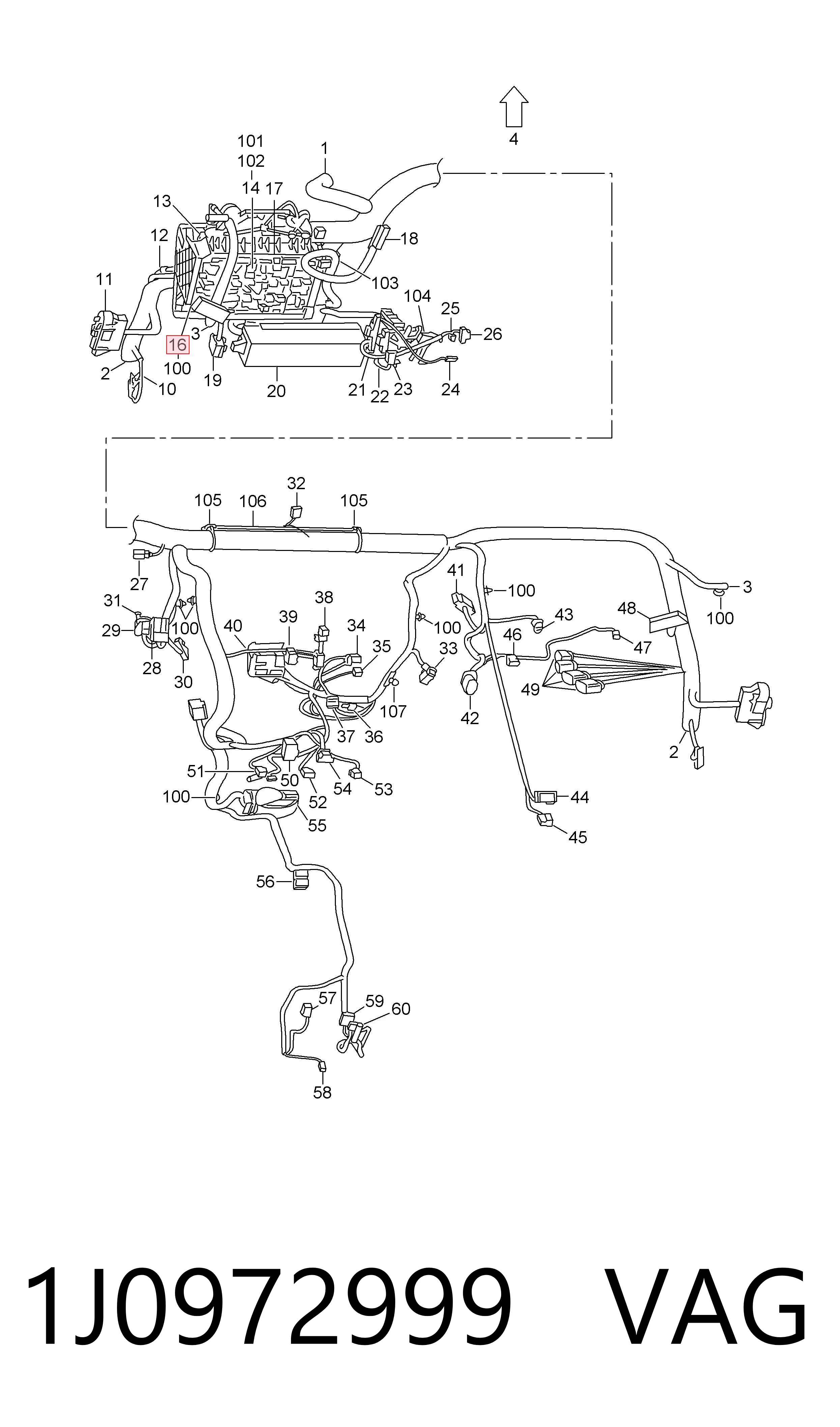 1J0972999 VAG Conector del sensor de desgaste de pastillas de freno