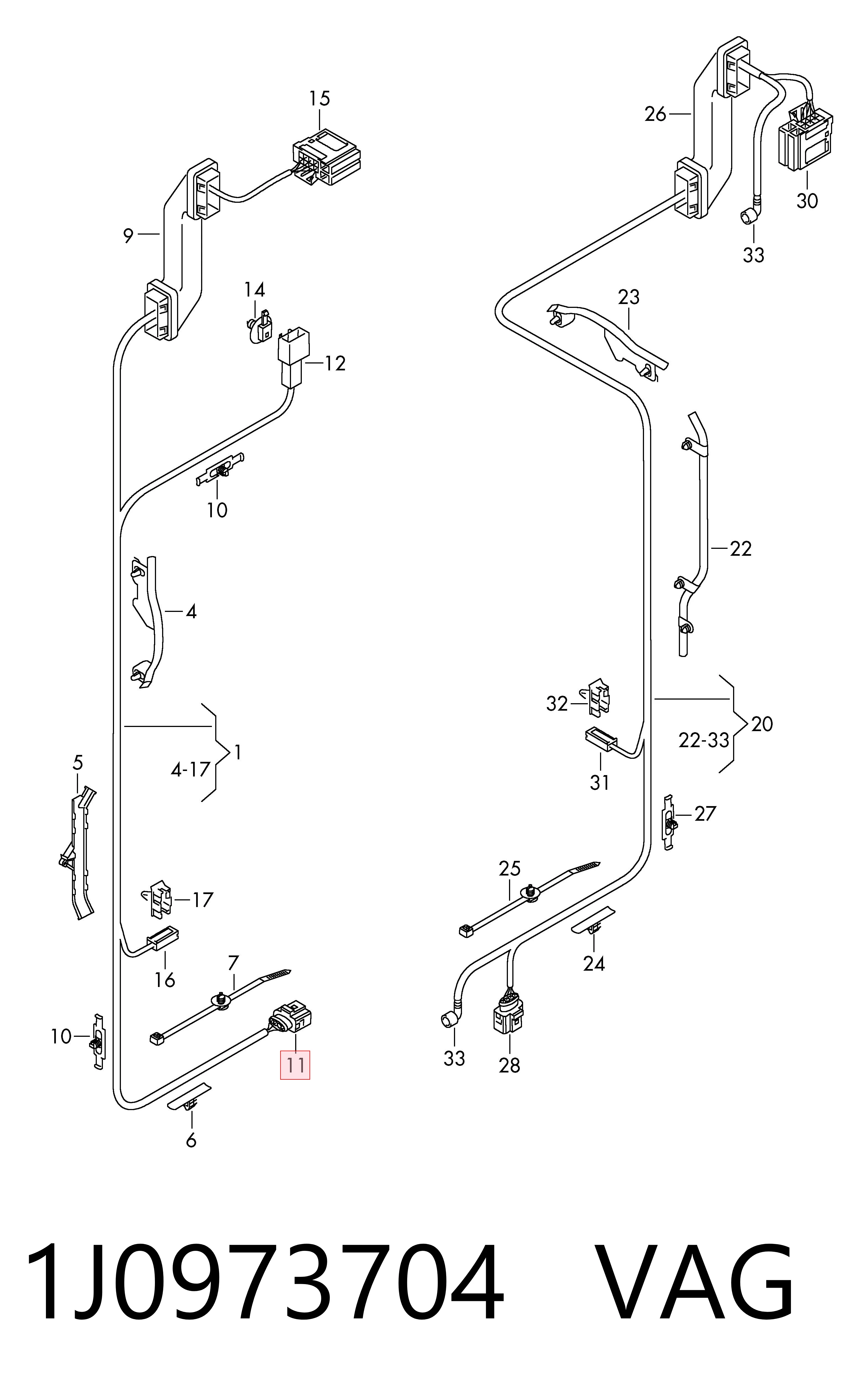 1J0973704 VAG Conector de luz trasera