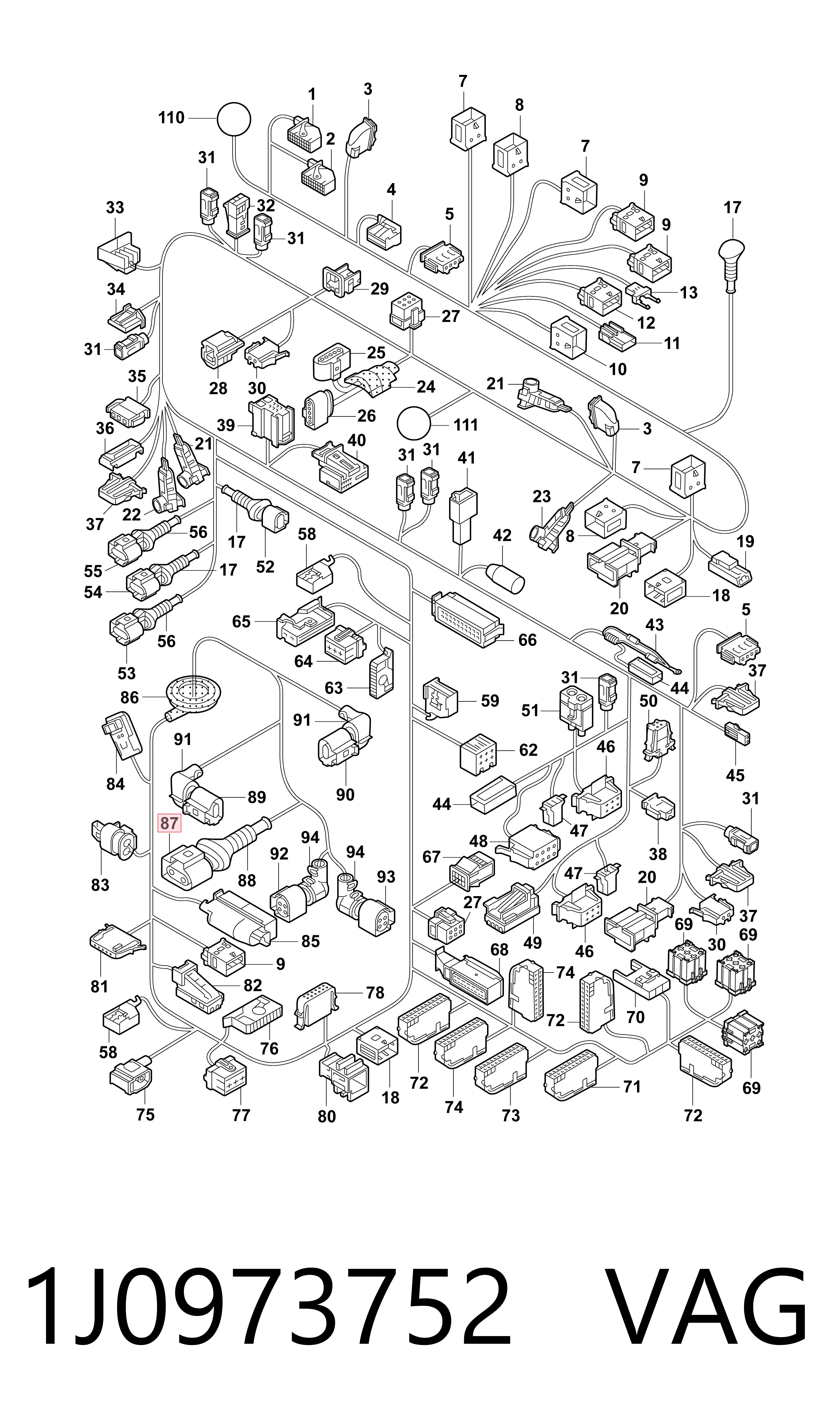 1J0973752 VAG Juego de cojinetes de cigüeñal, estándar, STD
