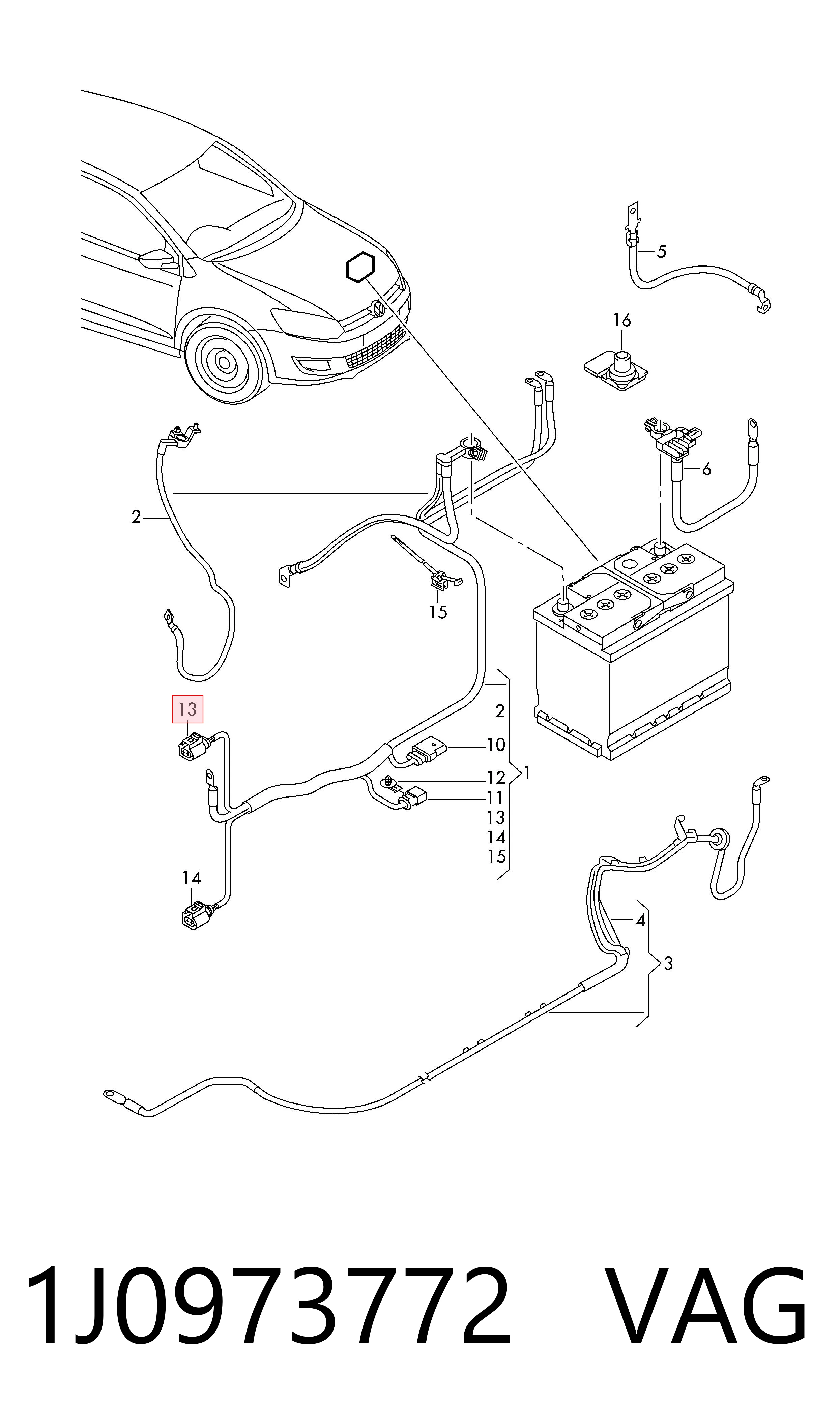 1J0973772 VAG Conector de alternador