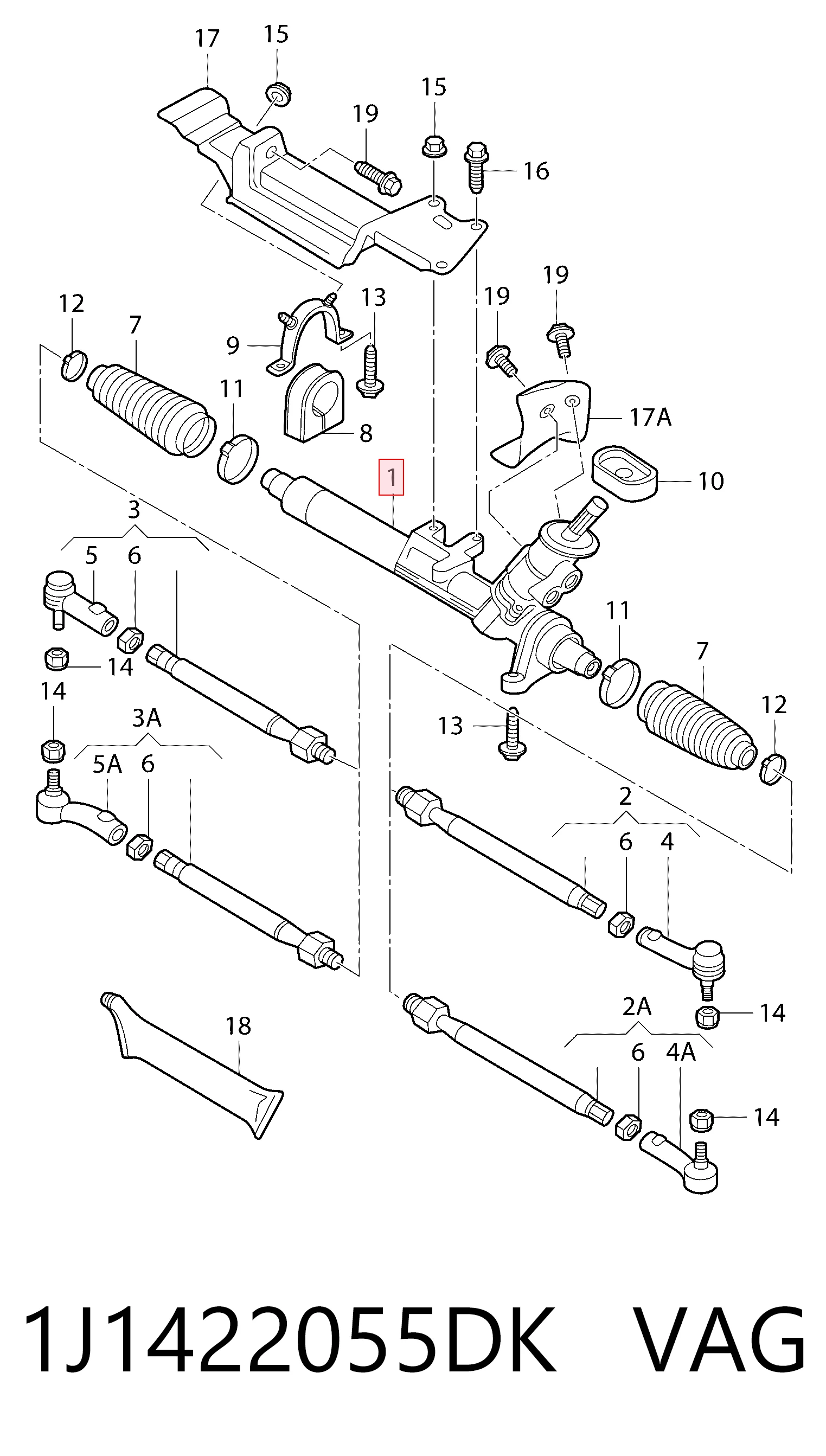 1J1422055DK VAG Cremallera caja de direccion