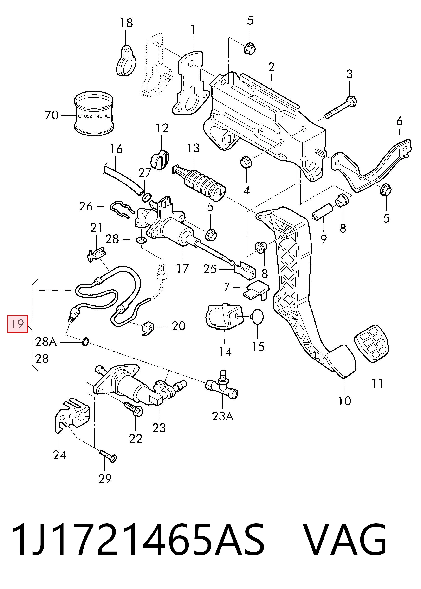 1J1721465AS VAG Tubo flexible de embrague