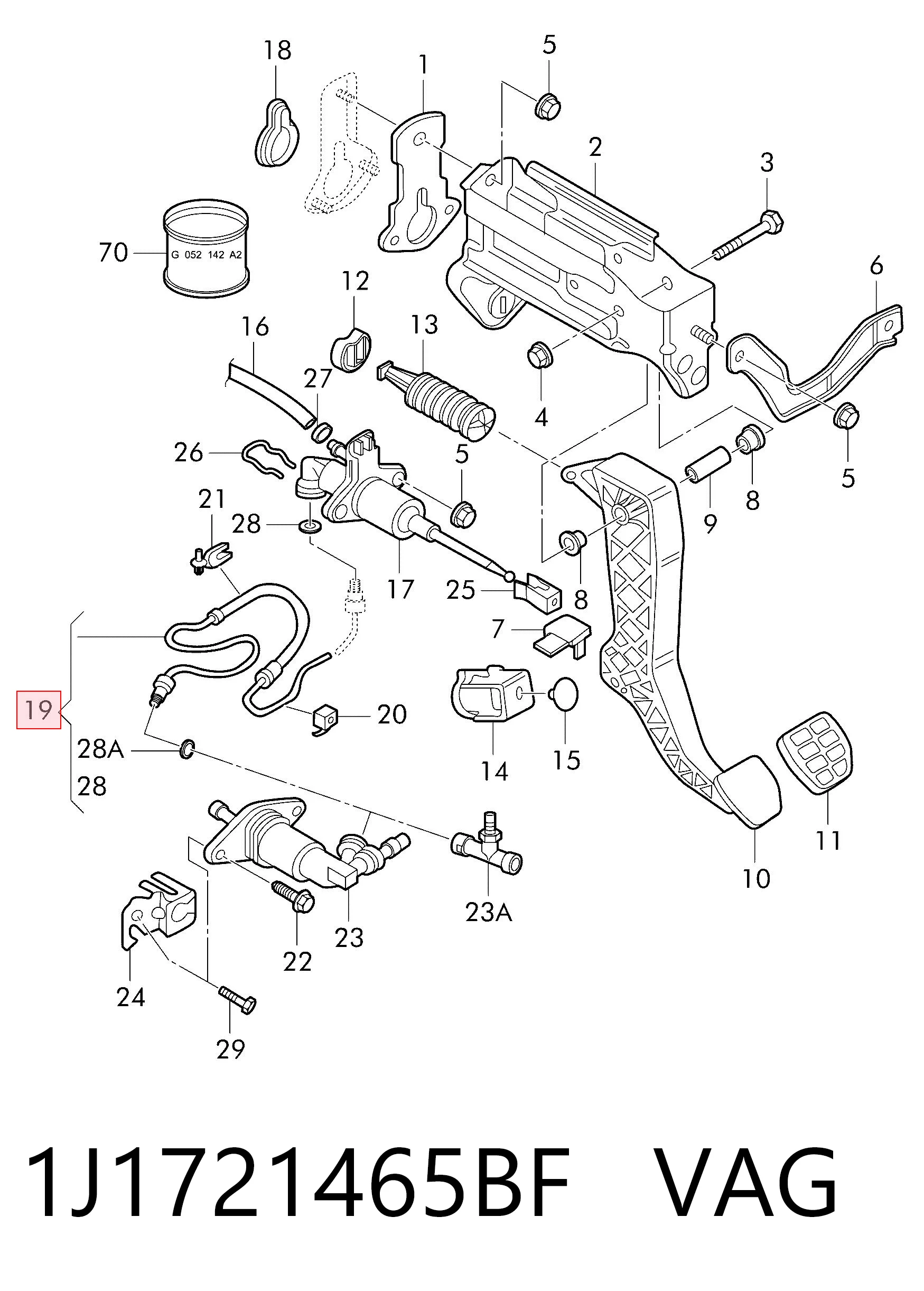 1J1721465BF VAG Tubo flexible de embrague
