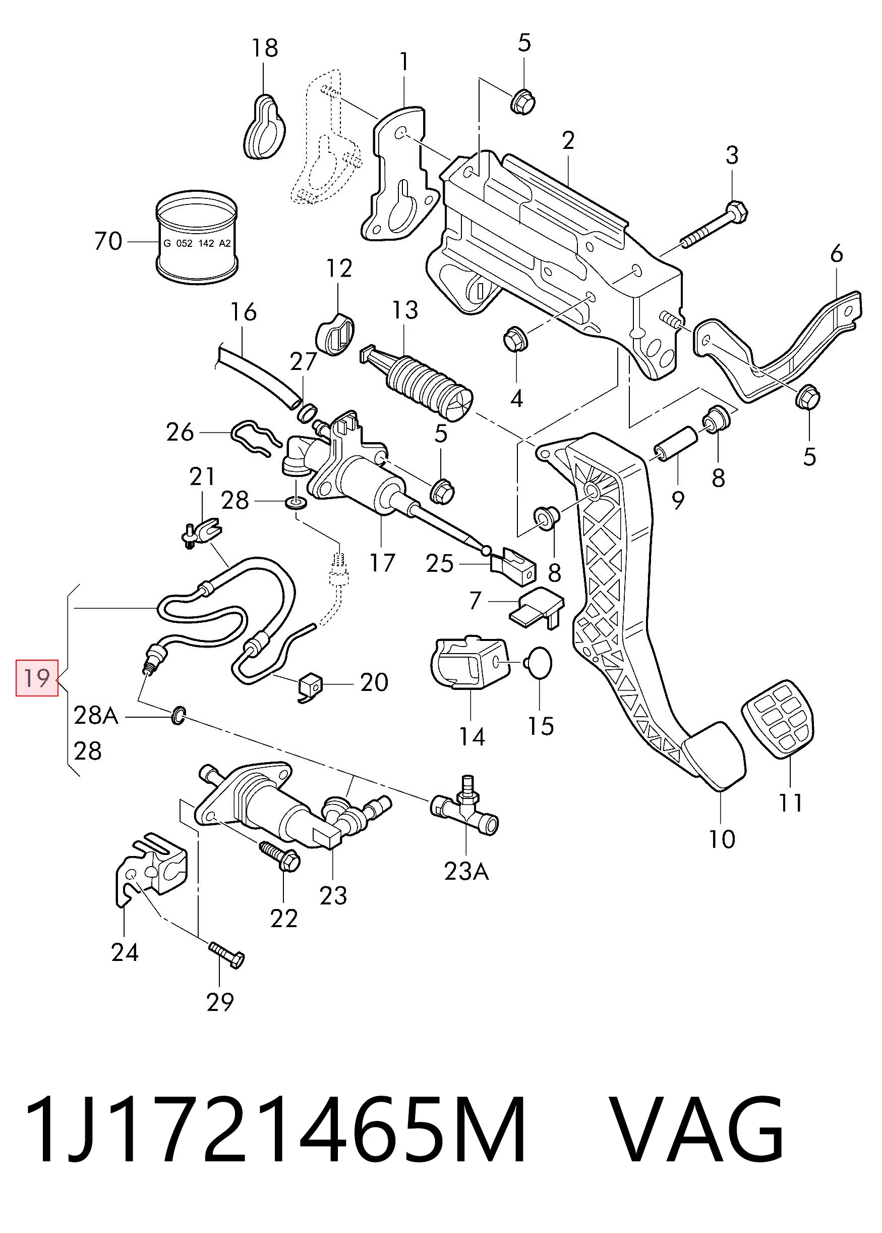 1J1721465M VAG Tubo flexible de embrague