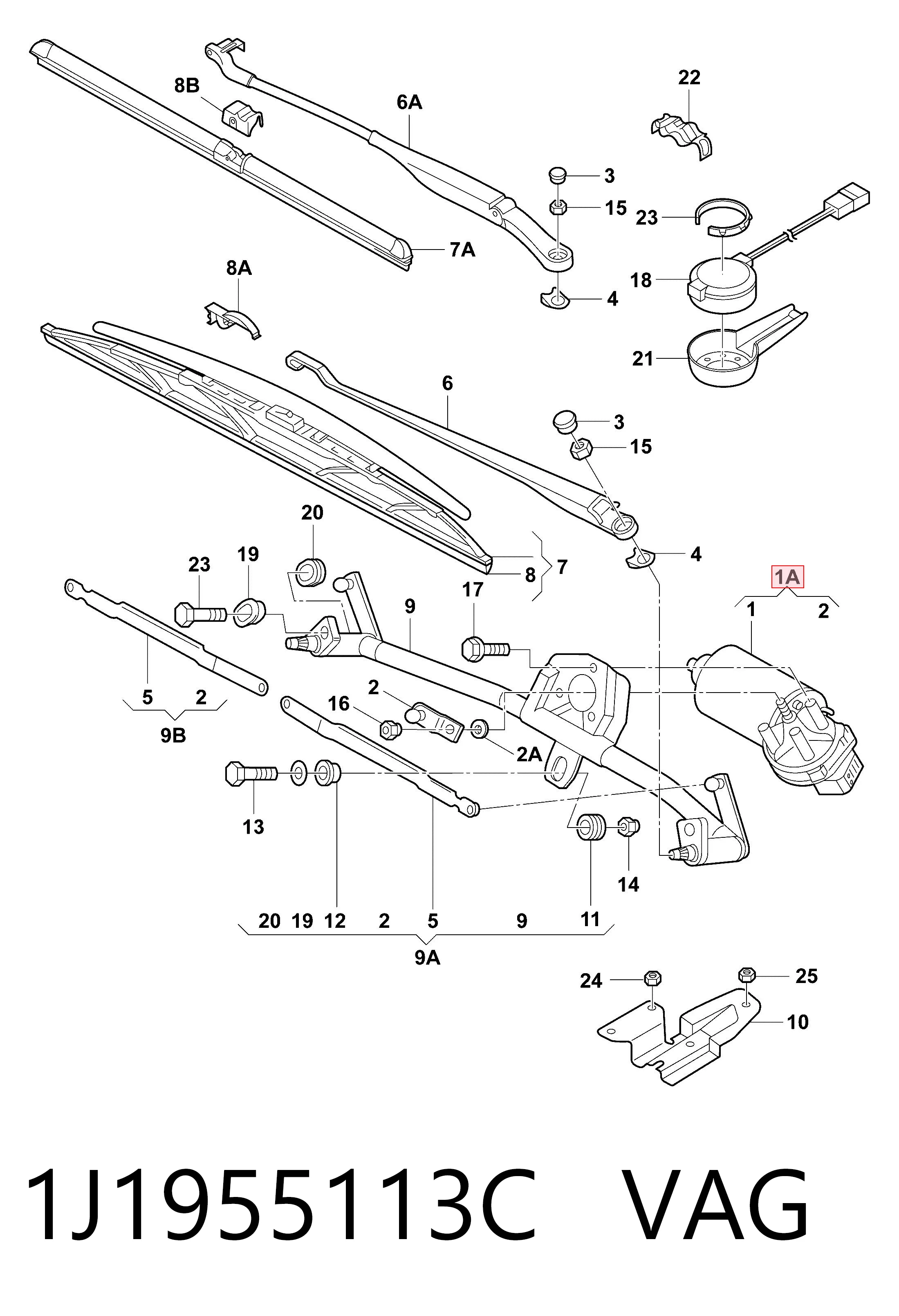 Motor del limpiaparabrisas VAG 1J1955113C precio, desde 39,37 EUR