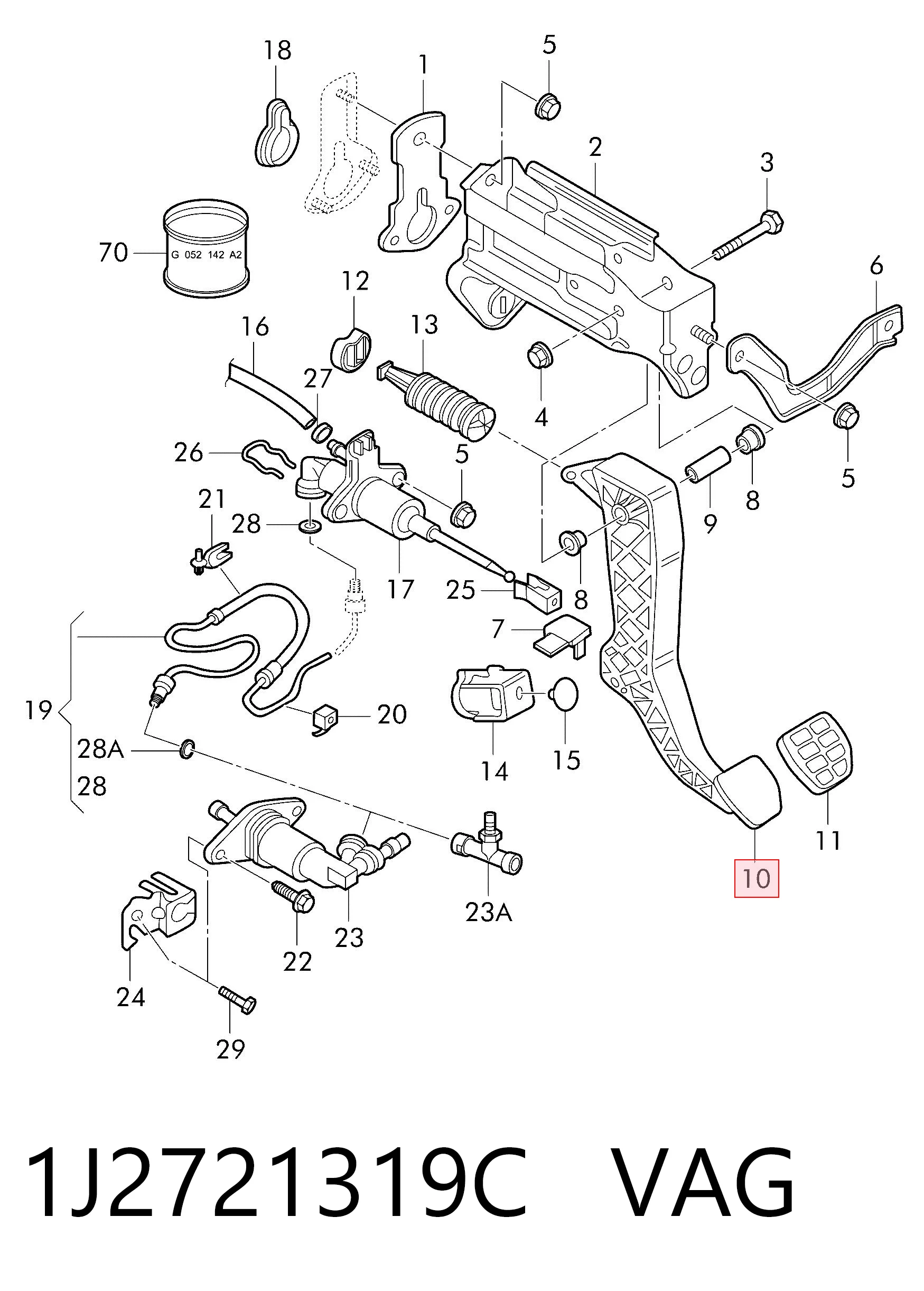 1J2721319C VAG Pedal del embrague