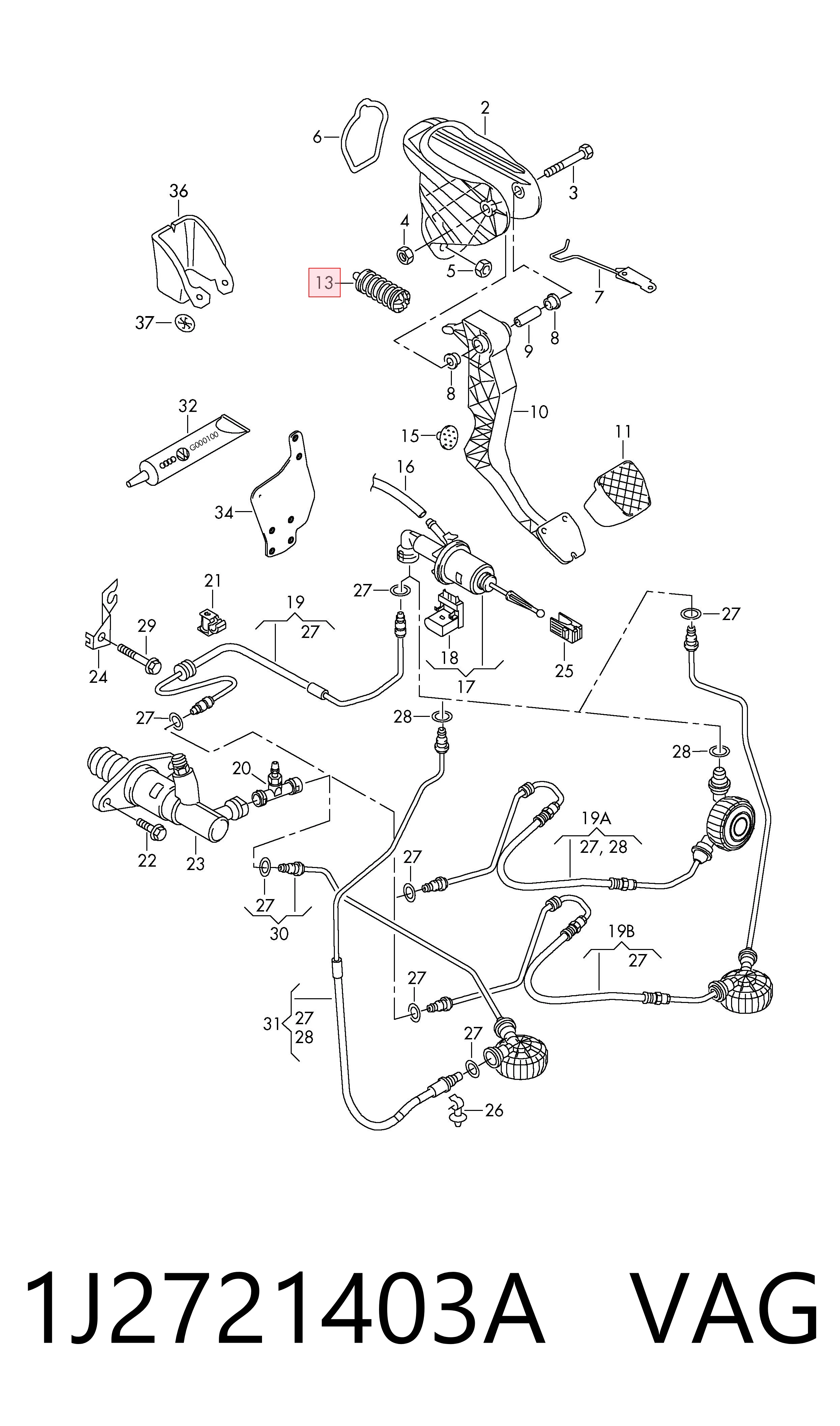 1J2721403A VAG Resorte del pedal de embrague