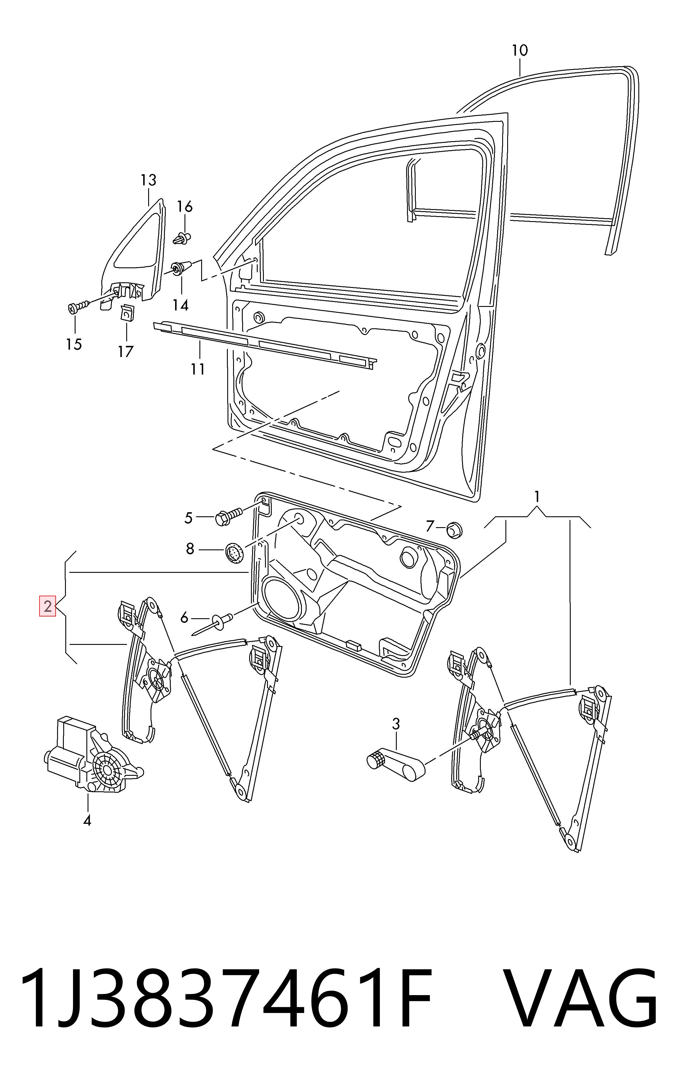 1J3837461F VAG Elevalunas