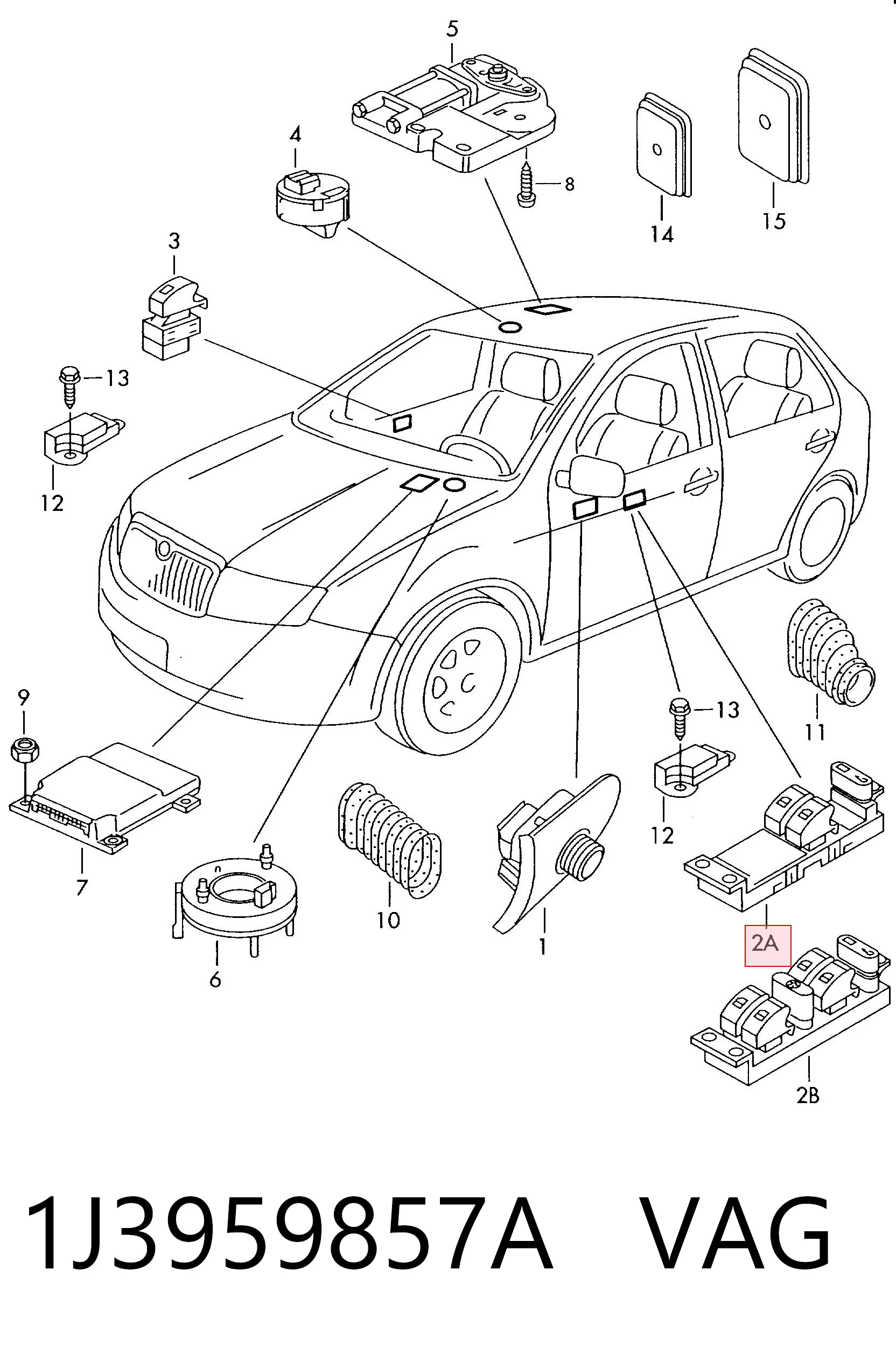 1J3959857A VAG Unidad de control de elevalunas delantera izquierda