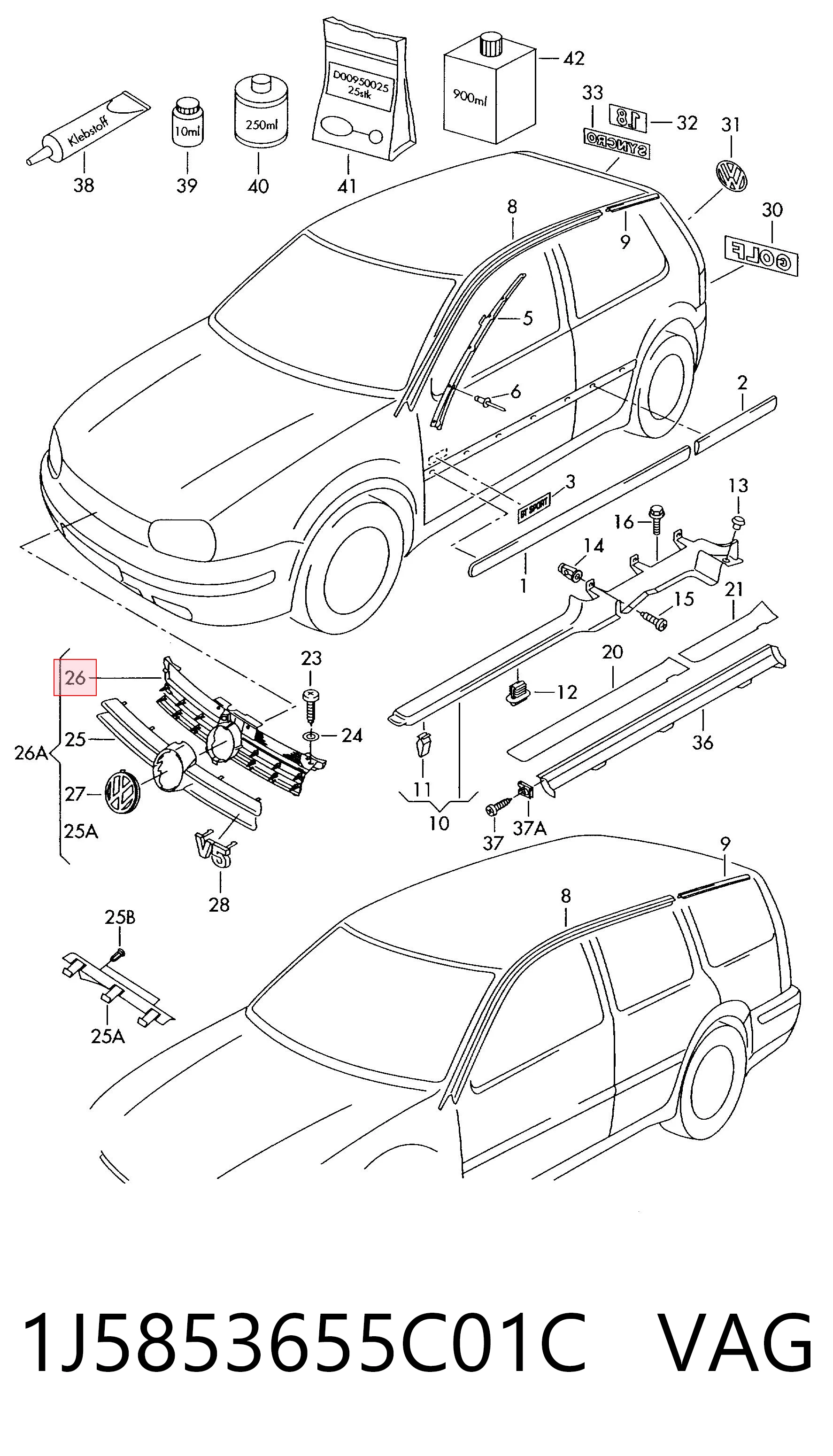 Parrilla Volkswagen Bora 