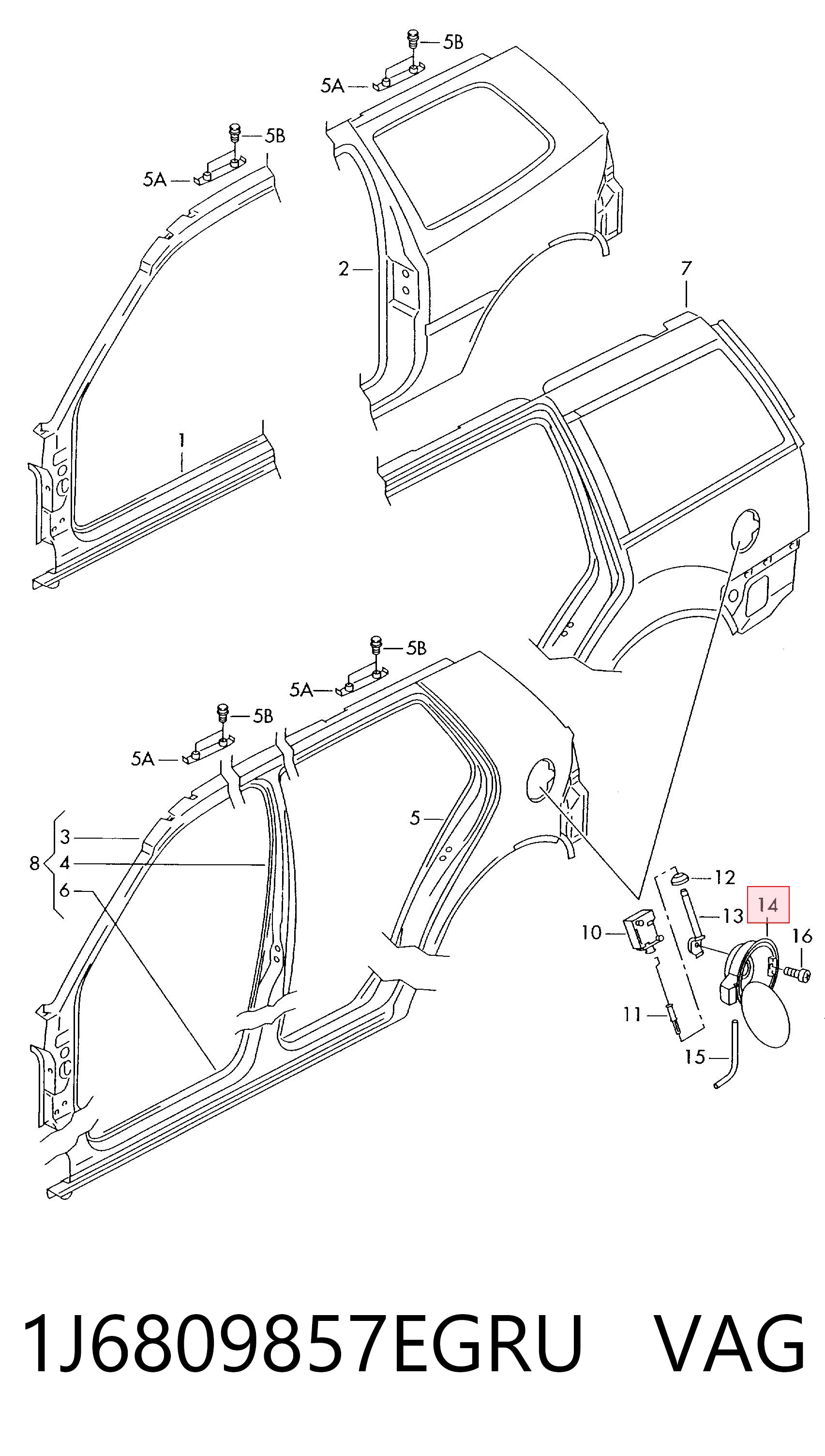 1J6809857EGRU VAG Tapa tanque combustible