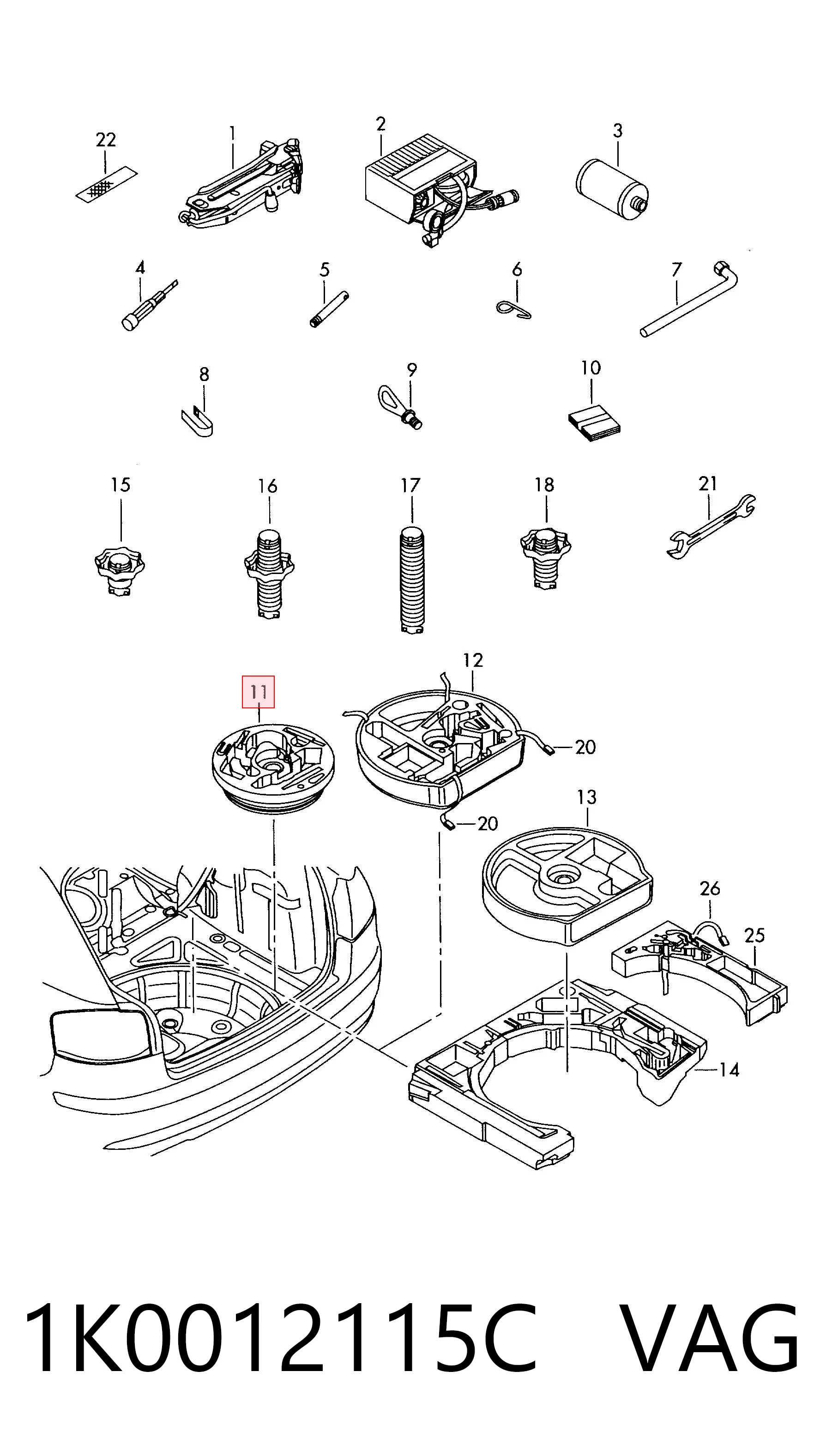1K0012115C VAG Caja de herramientas