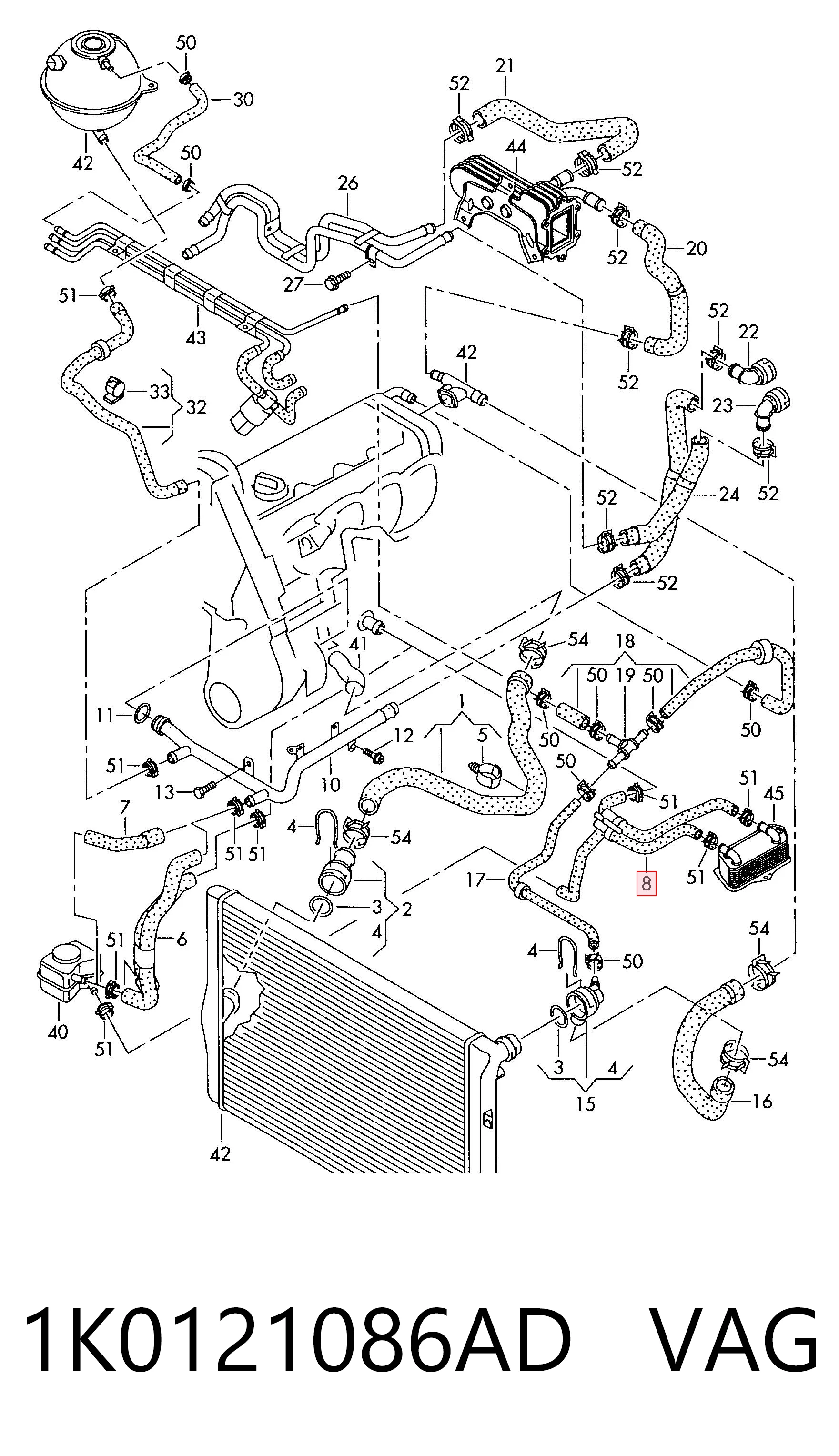 1K0121086AD VAG Manguera de refrigeración